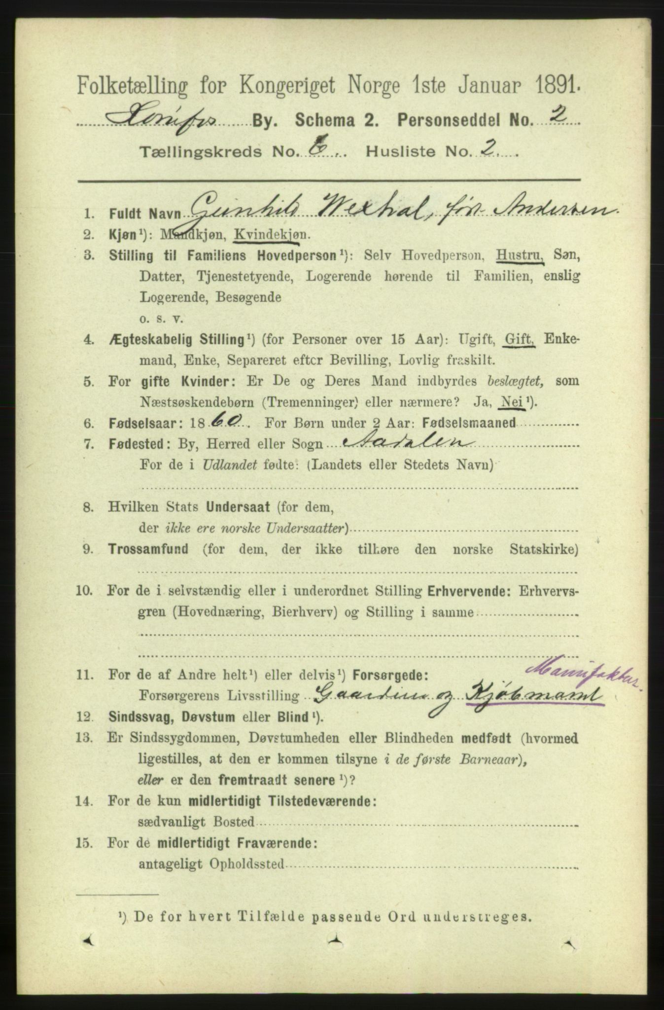 RA, 1891 census for 0601 Hønefoss, 1891, p. 1021