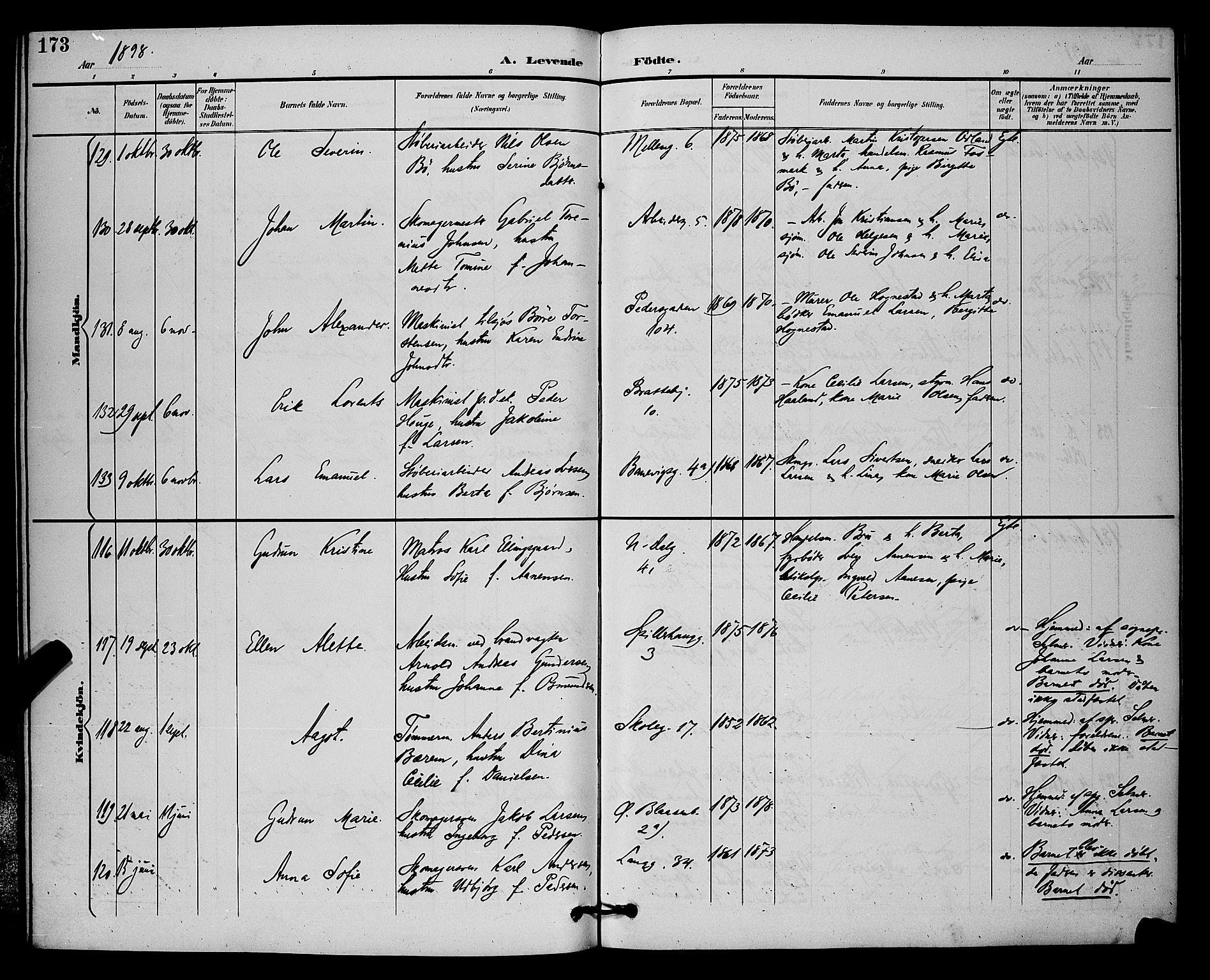 St. Johannes sokneprestkontor, AV/SAST-A-101814/001/30/30BB/L0003: Parish register (copy) no. B 3, 1893-1900, p. 173