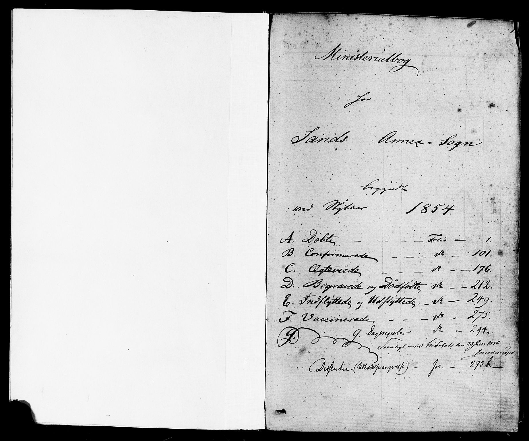 Sand sokneprestkontor, SAST/A-101848/01/III/L0003: Parish register (official) no. A 3, 1854-1879, p. 1