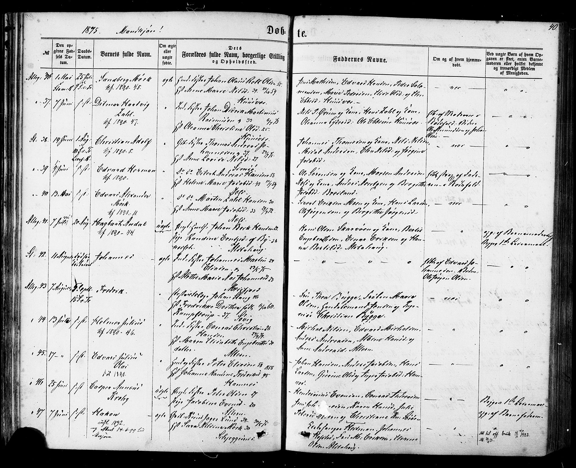 Ministerialprotokoller, klokkerbøker og fødselsregistre - Nordland, AV/SAT-A-1459/830/L0449: Parish register (official) no. 830A13, 1866-1886, p. 40