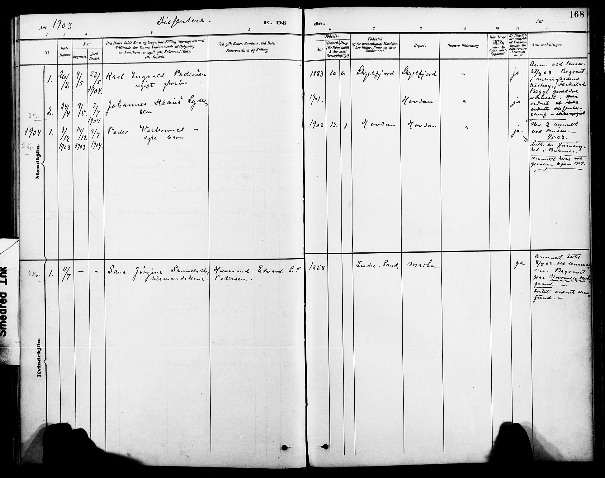 Ministerialprotokoller, klokkerbøker og fødselsregistre - Nordland, SAT/A-1459/885/L1205: Parish register (official) no. 885A06, 1892-1905, p. 168