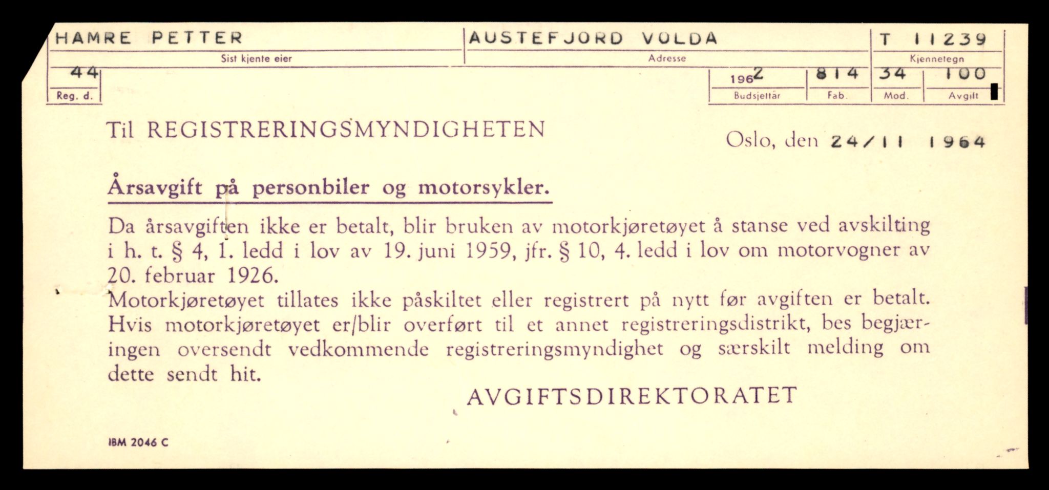 Møre og Romsdal vegkontor - Ålesund trafikkstasjon, AV/SAT-A-4099/F/Fe/L0027: Registreringskort for kjøretøy T 11161 - T 11289, 1927-1998, p. 2045