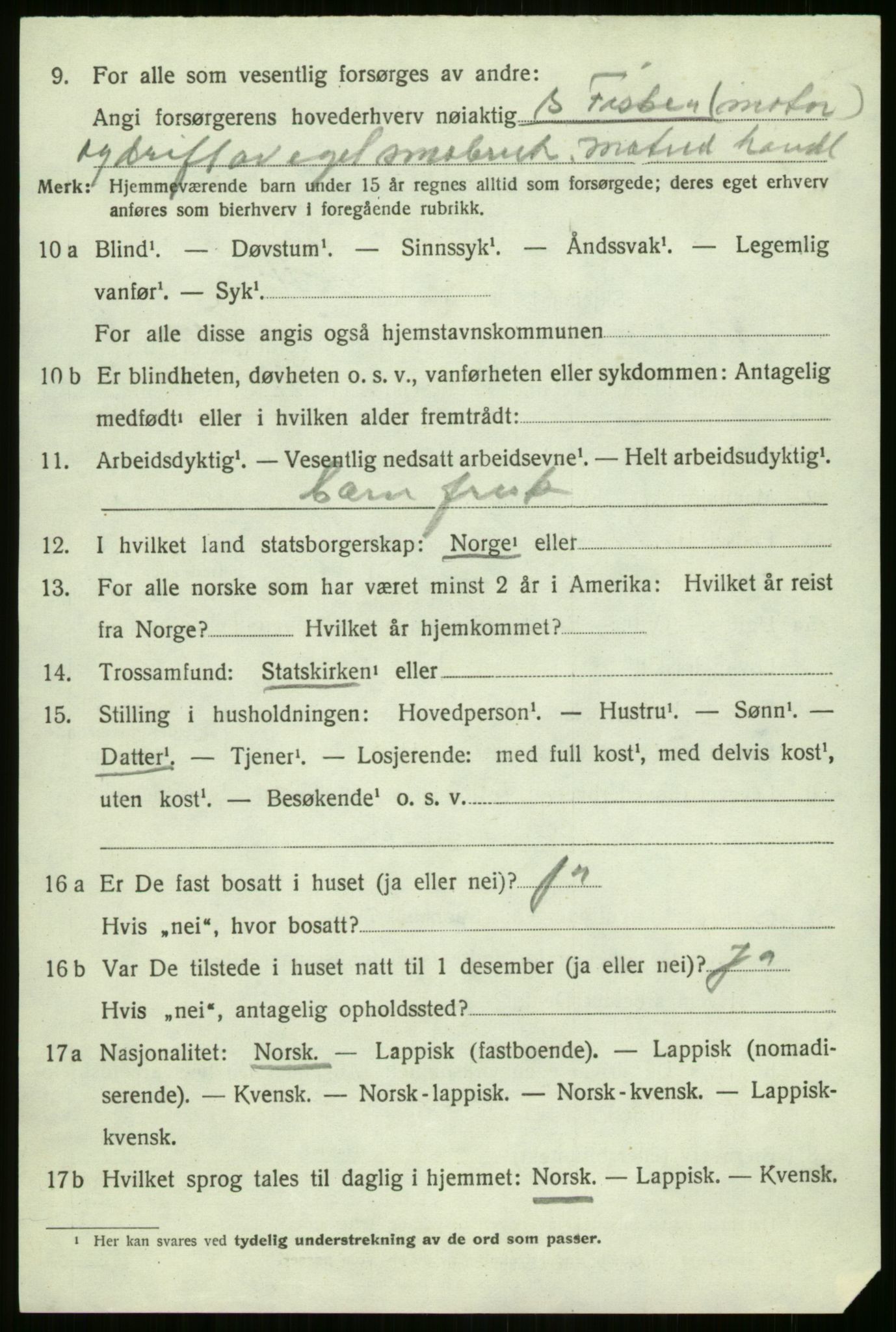 SATØ, 1920 census for Nordreisa, 1920, p. 1254