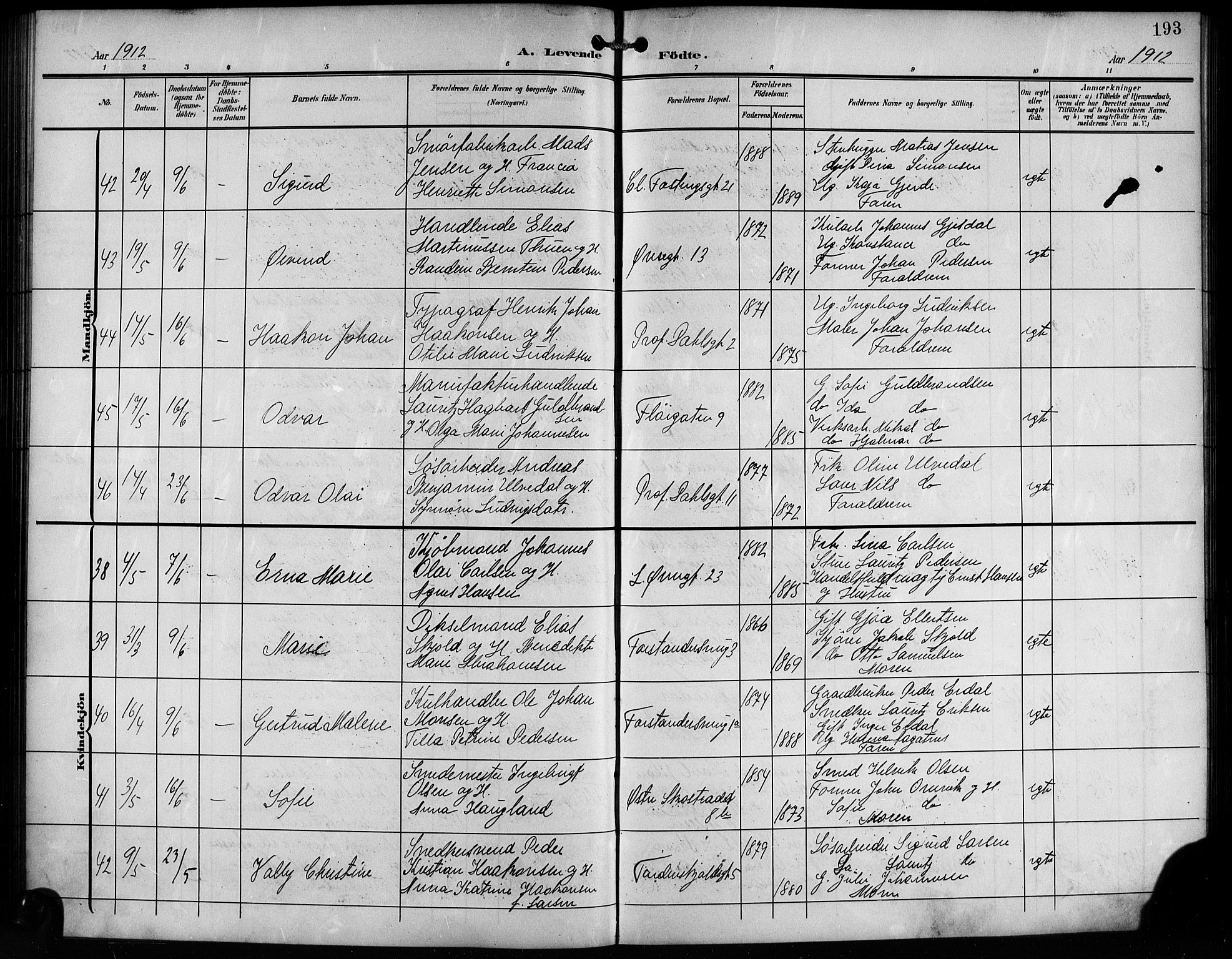 Korskirken sokneprestembete, SAB/A-76101/H/Hab: Parish register (copy) no. B 11, 1905-1916, p. 193