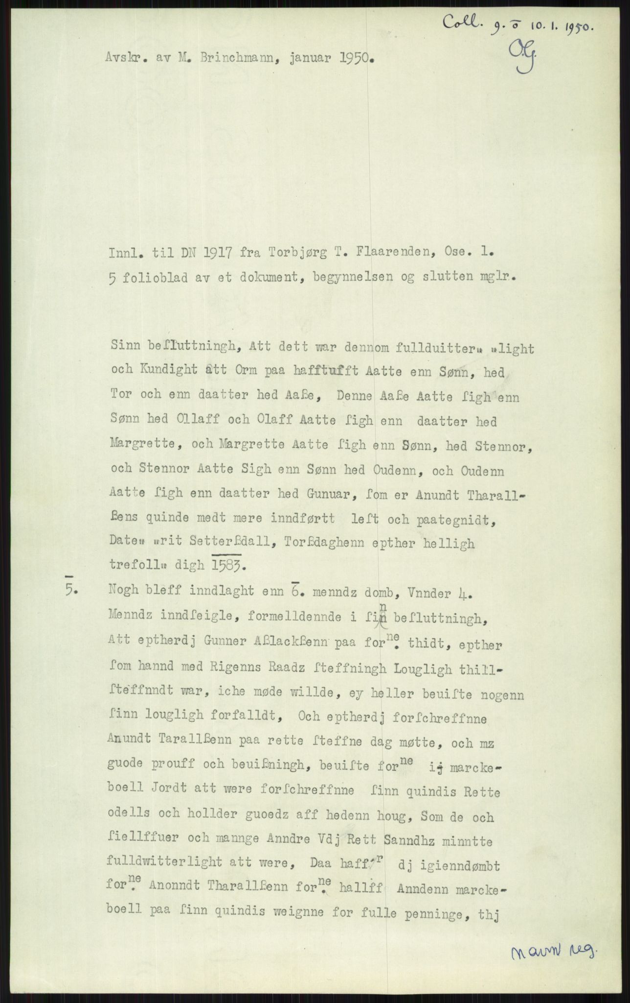 Samlinger til kildeutgivelse, Diplomavskriftsamlingen, AV/RA-EA-4053/H/Ha, p. 1933