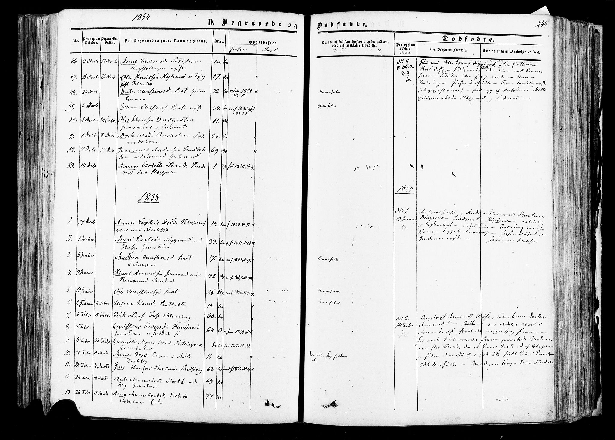 Aurskog prestekontor Kirkebøker, SAO/A-10304a/F/Fa/L0007: Parish register (official) no. I 7, 1854-1877, p. 244