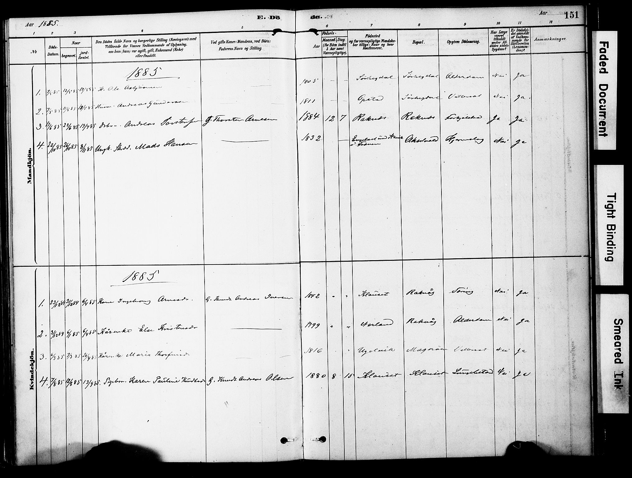 Ministerialprotokoller, klokkerbøker og fødselsregistre - Møre og Romsdal, AV/SAT-A-1454/563/L0736: Parish register (official) no. 563A01, 1878-1903, p. 151