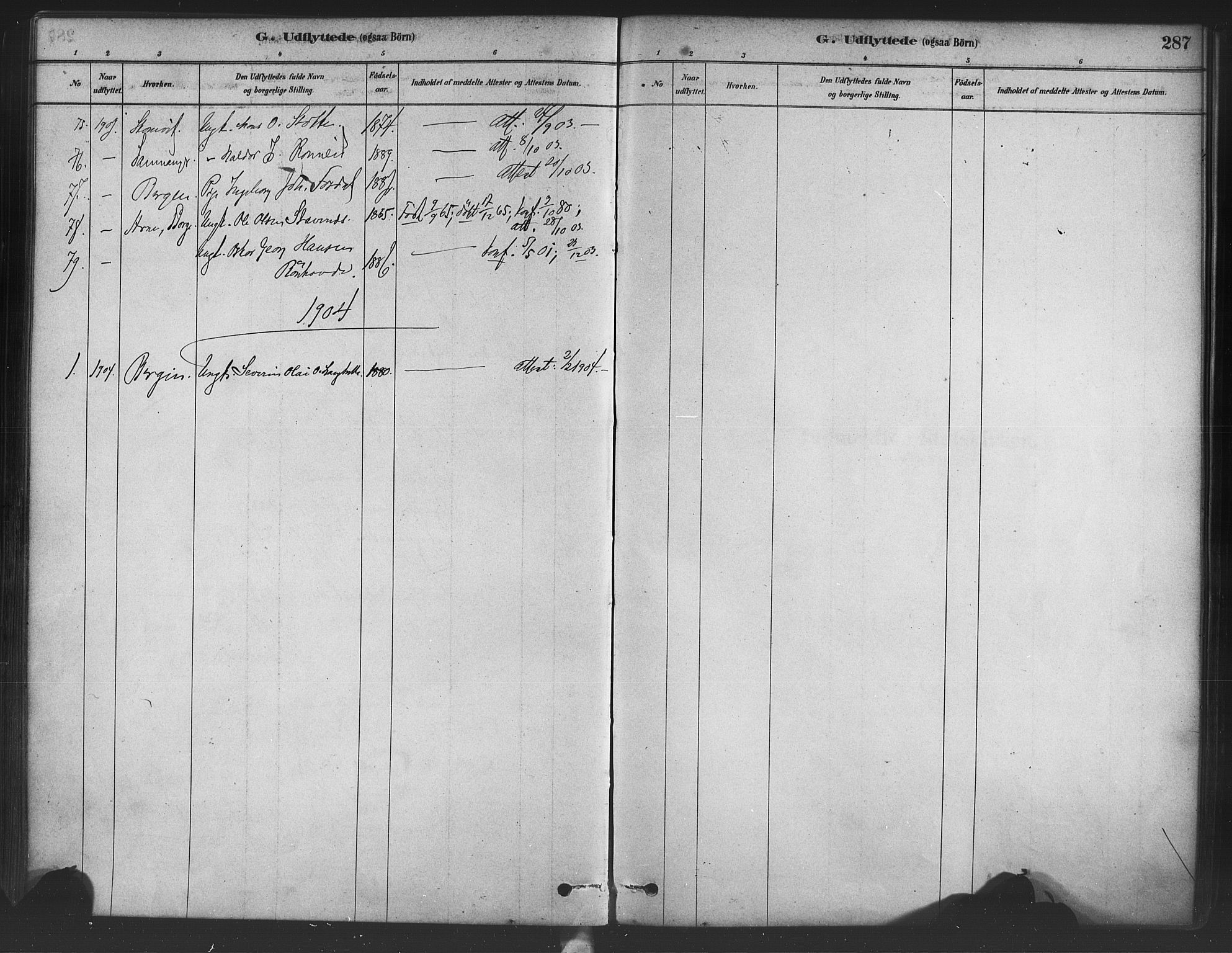 Bruvik Sokneprestembete, SAB/A-74701/H/Haa: Parish register (official) no. B 1, 1878-1904, p. 287