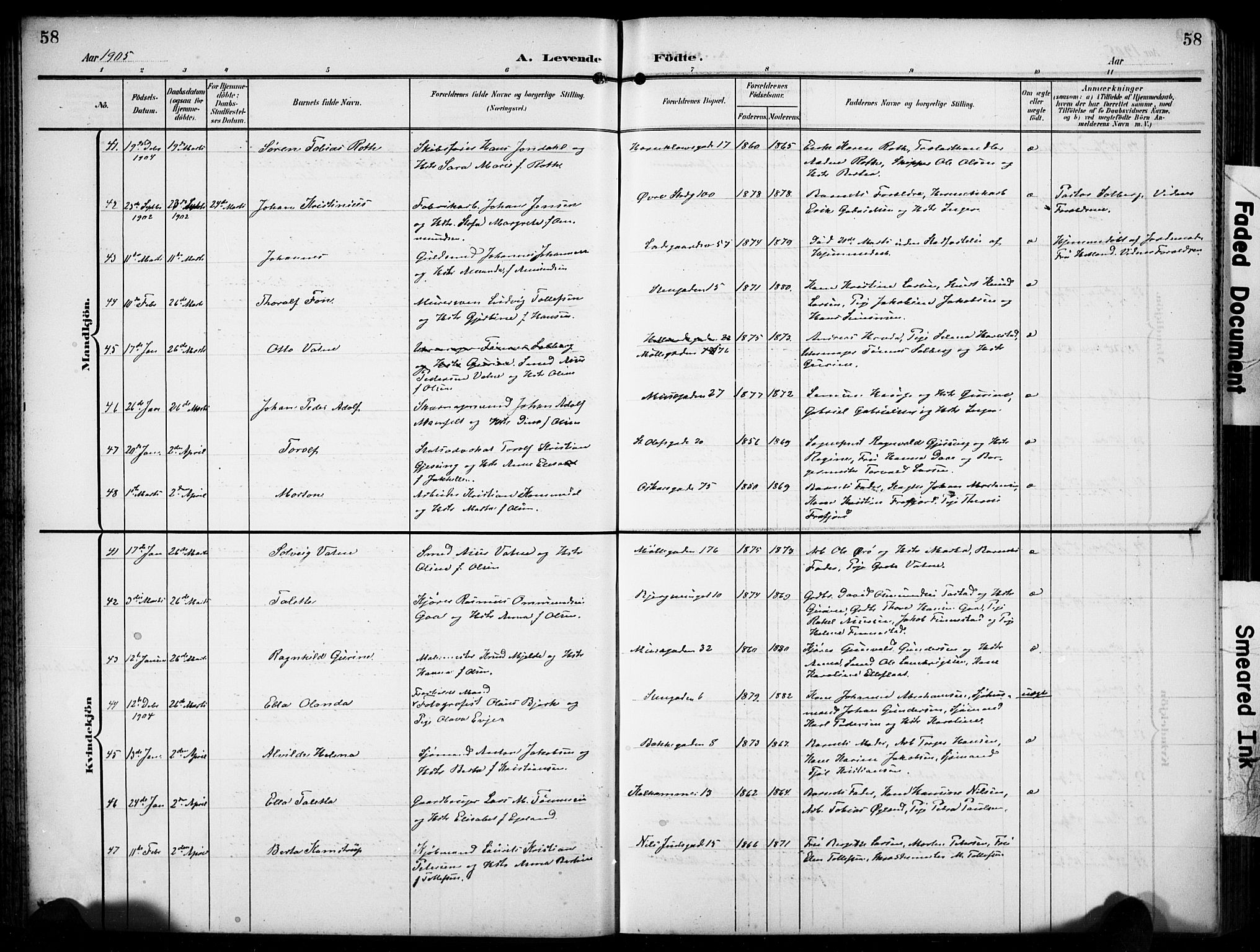 Domkirken sokneprestkontor, AV/SAST-A-101812/001/30/30BB/L0018: Parish register (copy) no. B 18, 1903-1915, p. 58