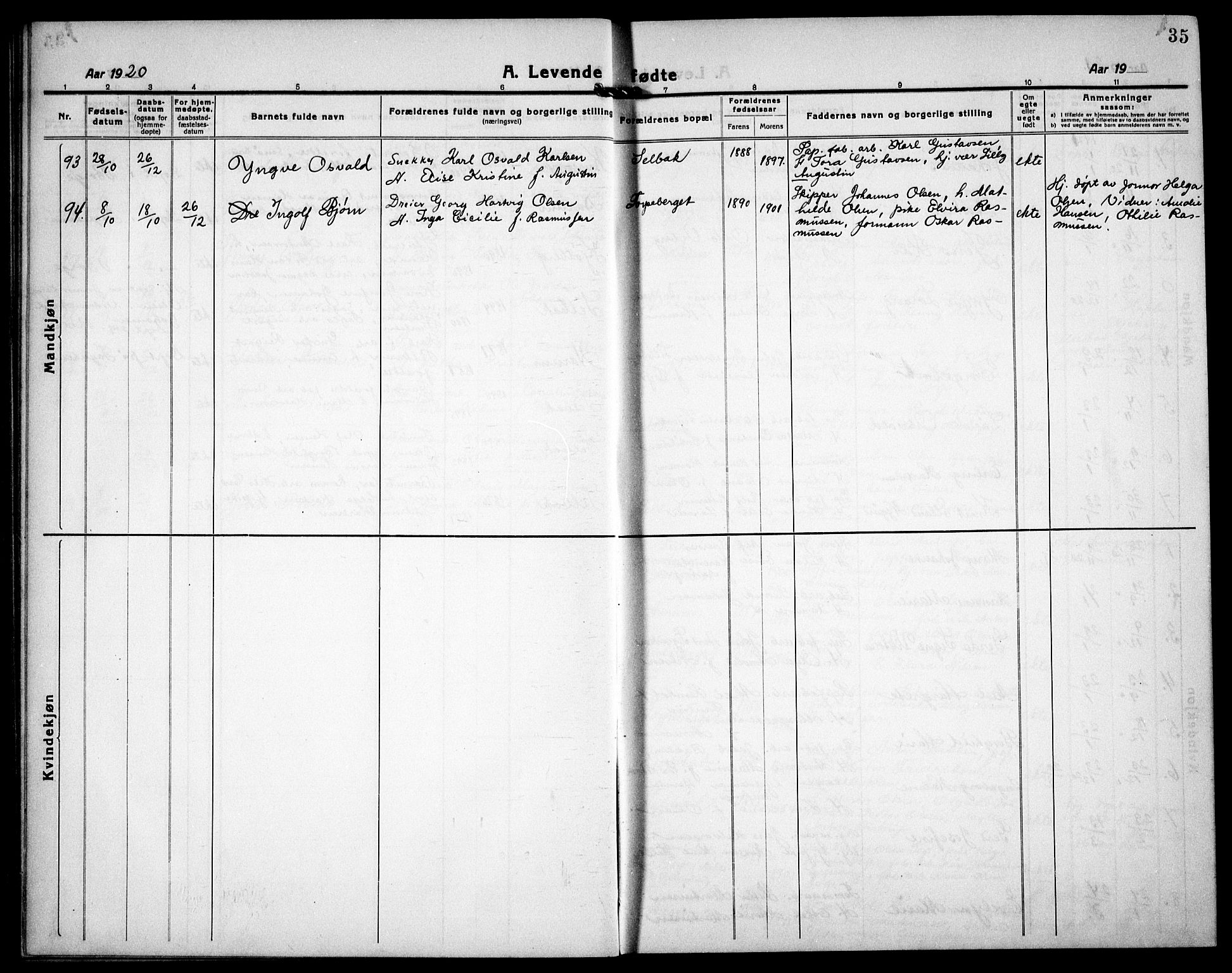 Borge prestekontor Kirkebøker, AV/SAO-A-10903/G/Ga/L0003: Parish register (copy) no. I 3, 1918-1939, p. 35