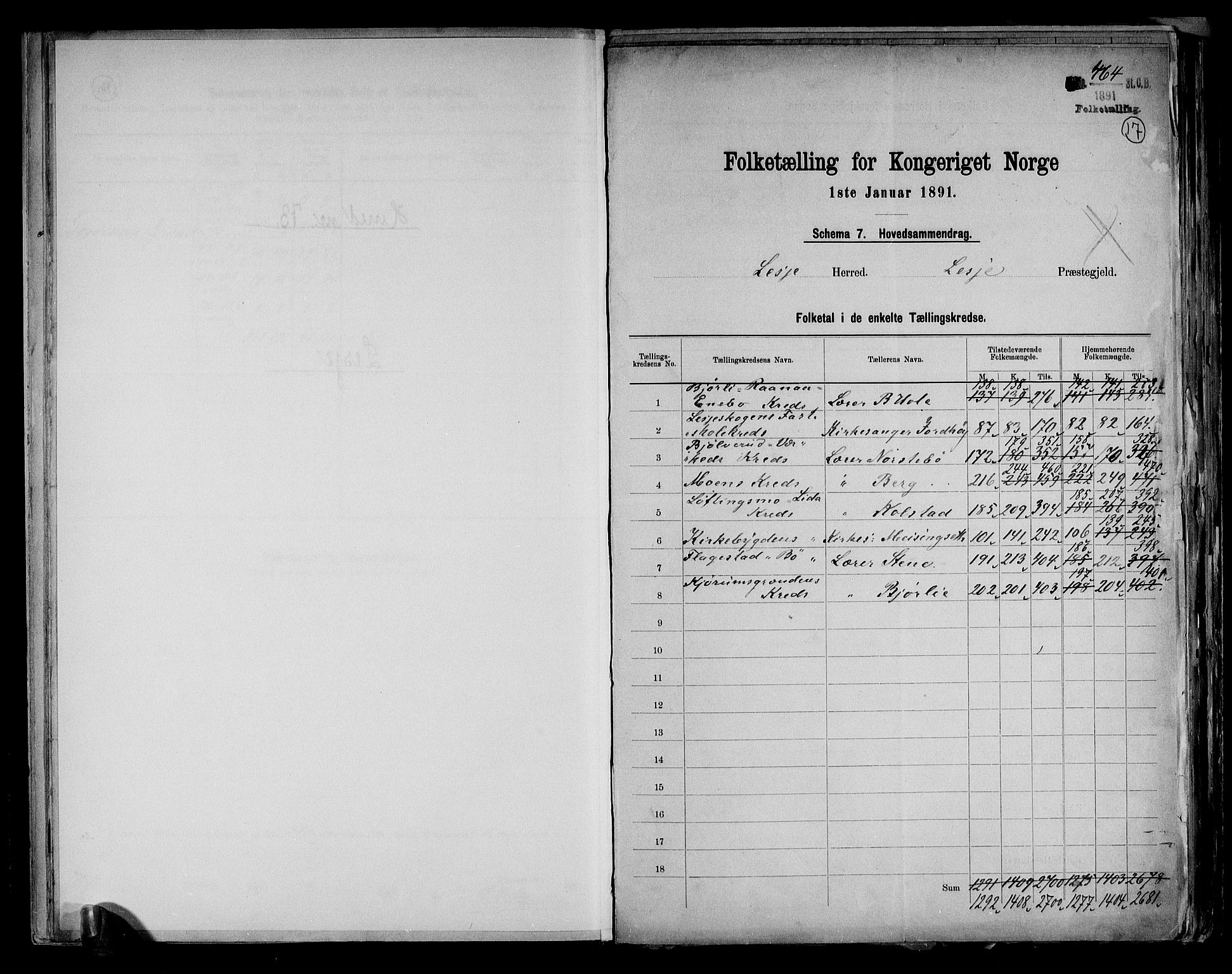 RA, 1891 census for 0512 Lesja, 1891, p. 2