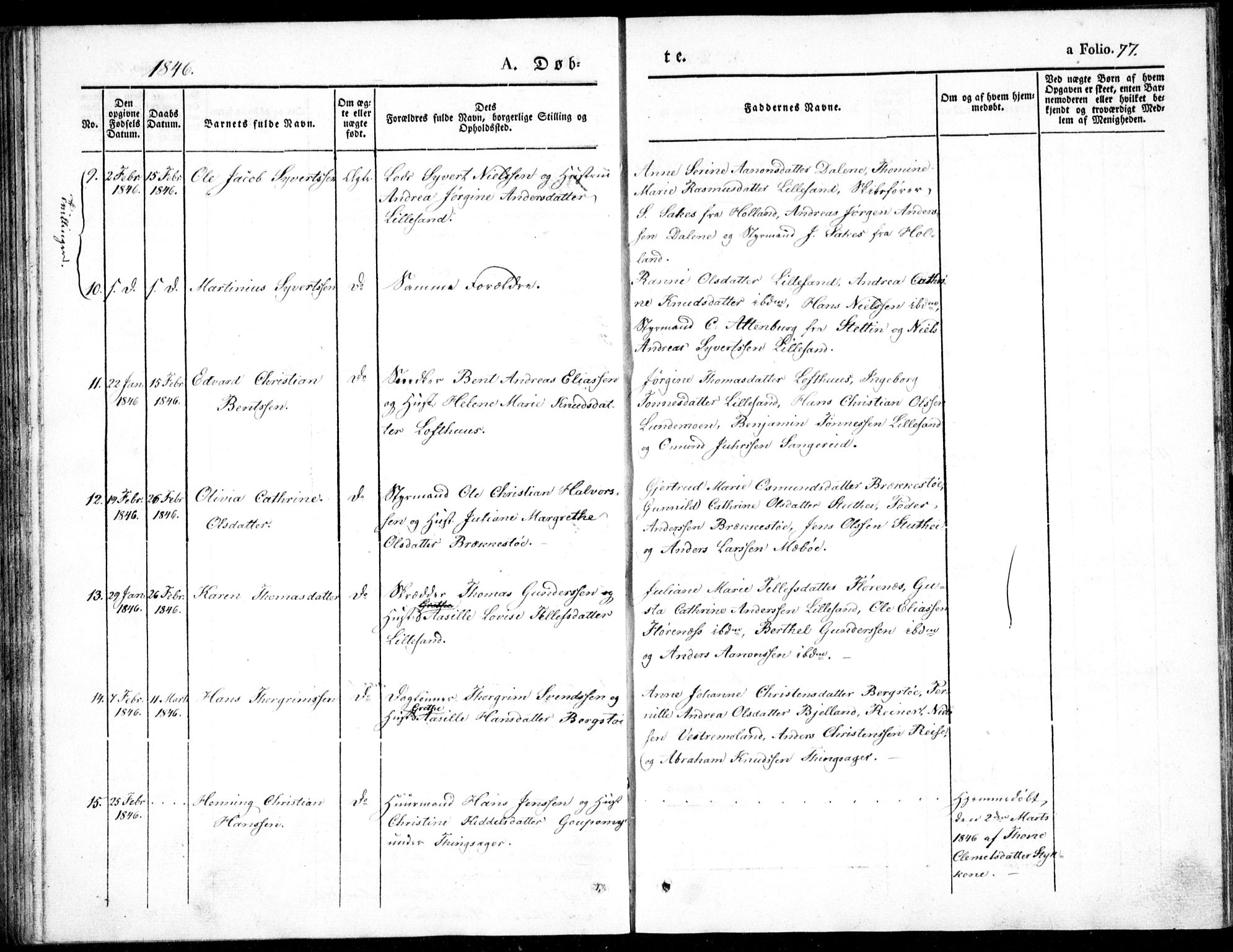 Vestre Moland sokneprestkontor, AV/SAK-1111-0046/F/Fb/Fbb/L0002: Parish register (copy) no. B 2, 1836-1851, p. 77