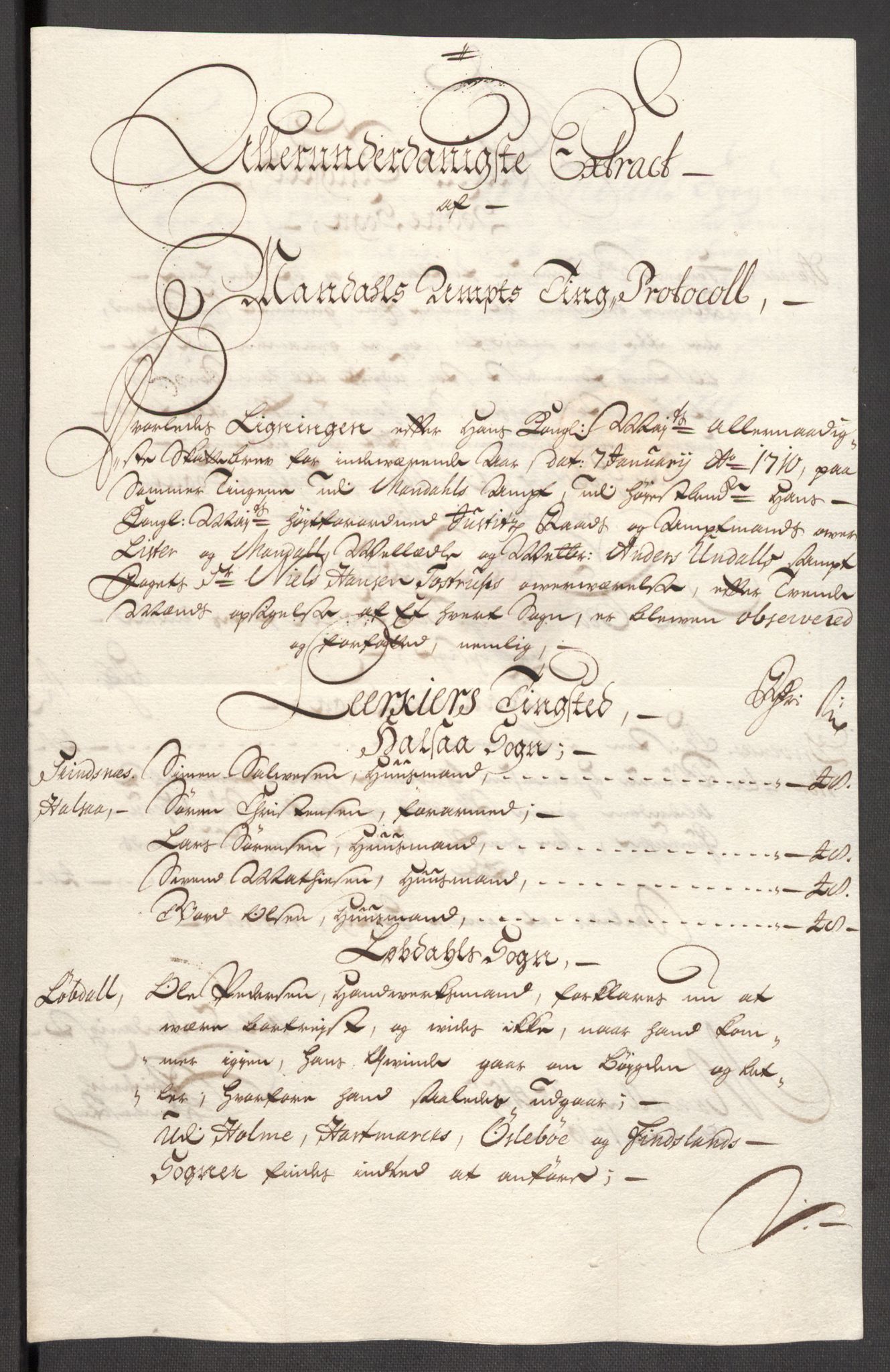 Rentekammeret inntil 1814, Reviderte regnskaper, Fogderegnskap, AV/RA-EA-4092/R43/L2553: Fogderegnskap Lista og Mandal, 1710, p. 44