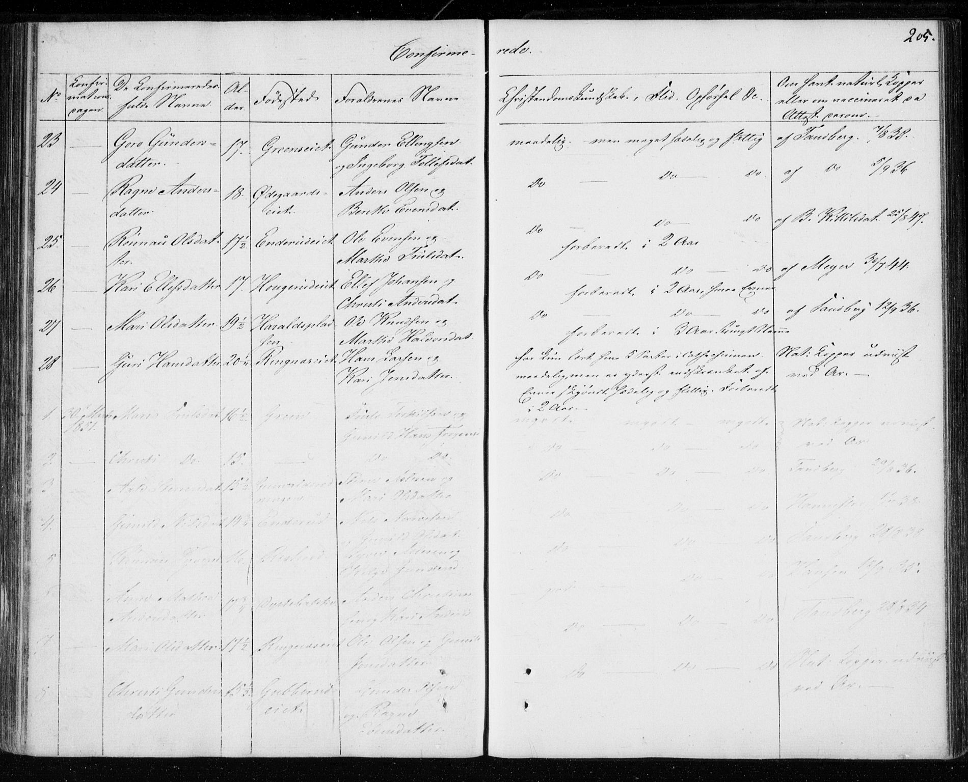 Krødsherad kirkebøker, SAKO/A-19/F/Fa/L0002: Parish register (official) no. 2, 1829-1851, p. 205