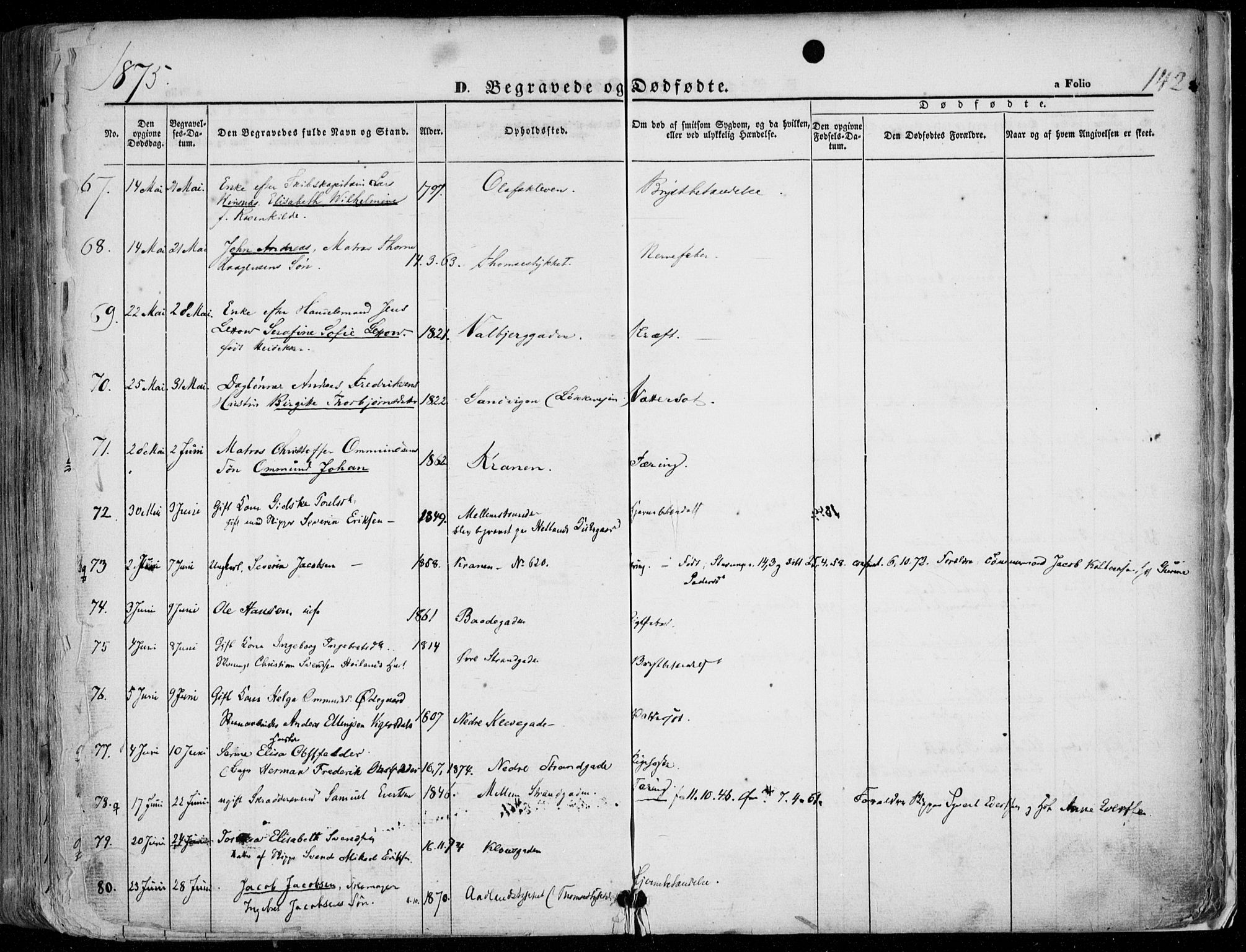 Domkirken sokneprestkontor, SAST/A-101812/001/30/30BA/L0020: Parish register (official) no. A 19, 1858-1877, p. 142