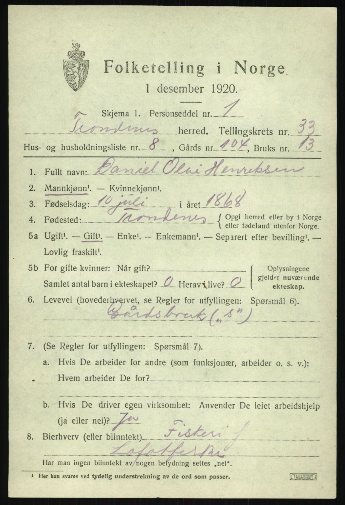 SATØ, 1920 census for Trondenes, 1920, p. 22465