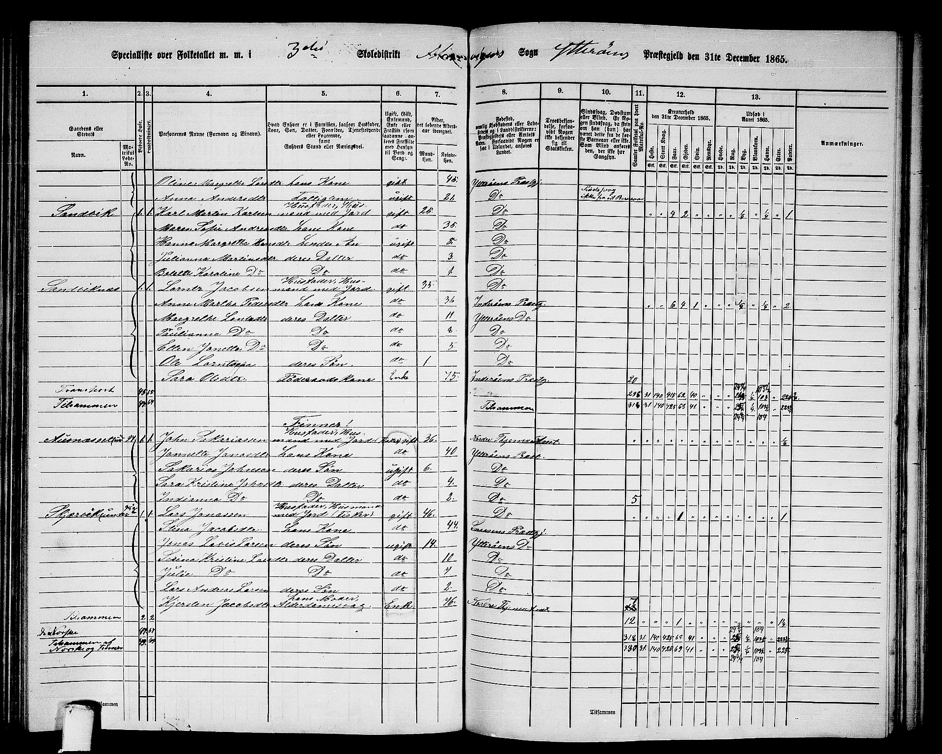 RA, 1865 census for Ytterøy, 1865, p. 121