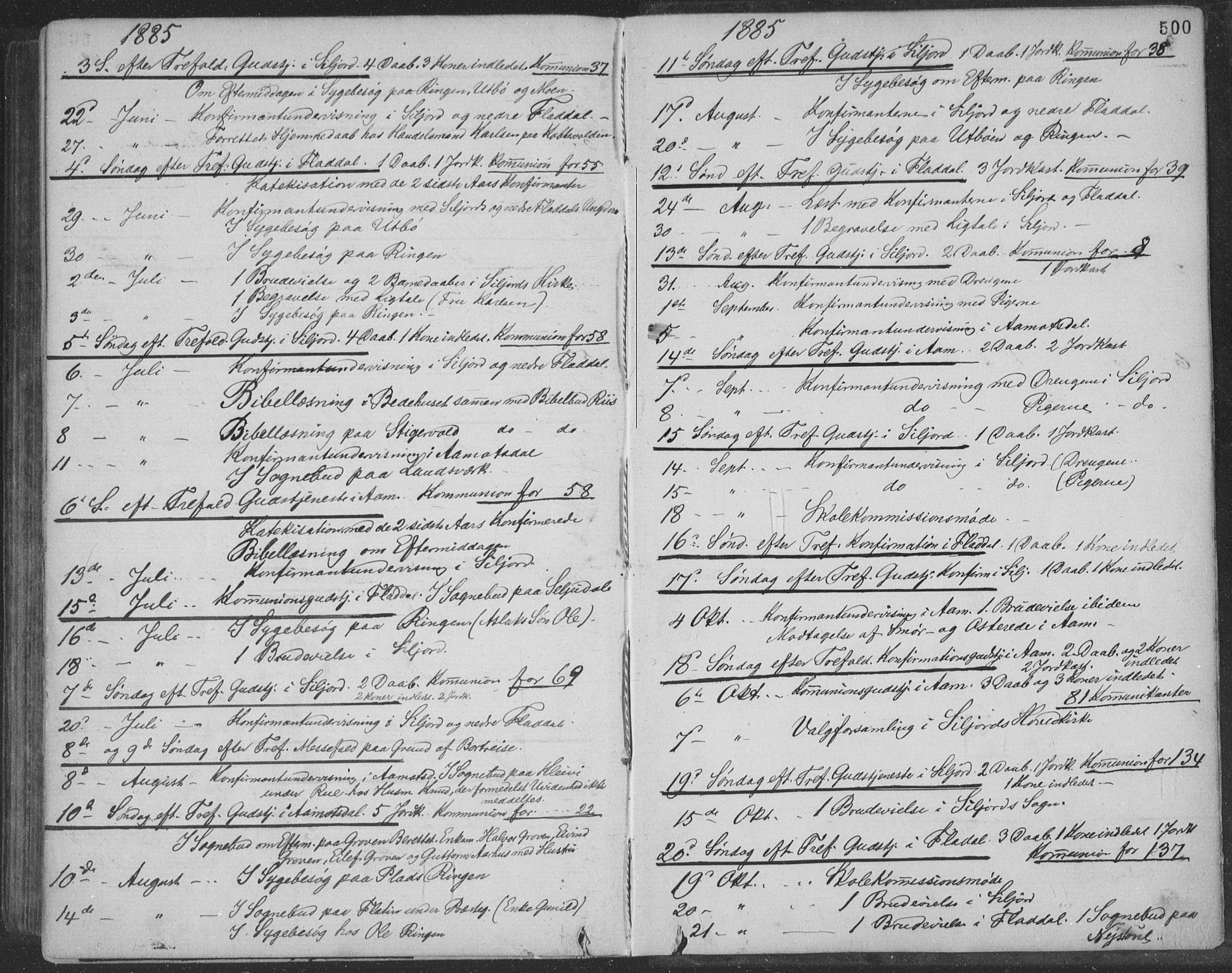 Seljord kirkebøker, SAKO/A-20/F/Fa/L0014: Parish register (official) no. I 14, 1877-1886, p. 500