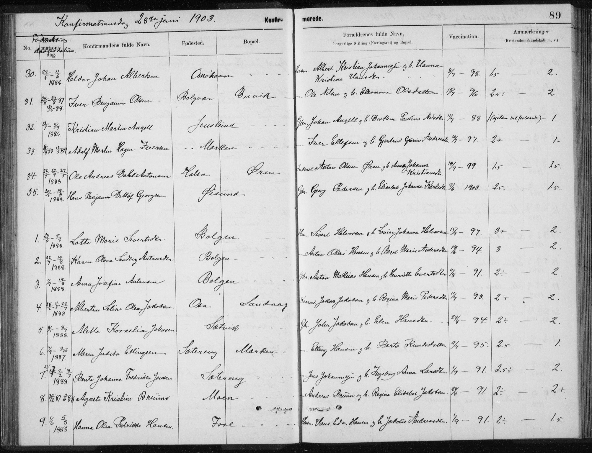 Ministerialprotokoller, klokkerbøker og fødselsregistre - Nordland, AV/SAT-A-1459/843/L0637: Parish register (copy) no. 843C06, 1884-1908, p. 89