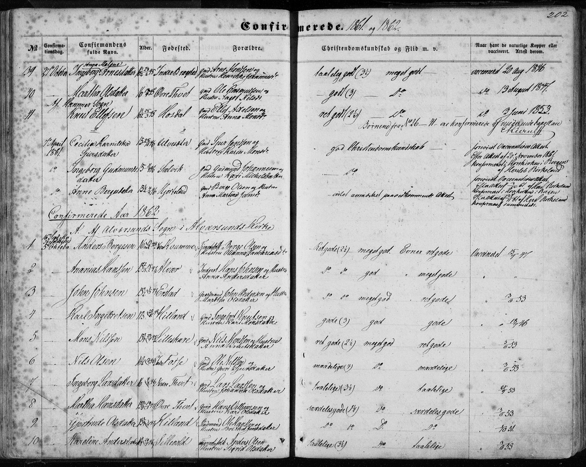Hamre sokneprestembete, SAB/A-75501/H/Ha/Haa/Haaa/L0014: Parish register (official) no. A 14, 1858-1872, p. 202