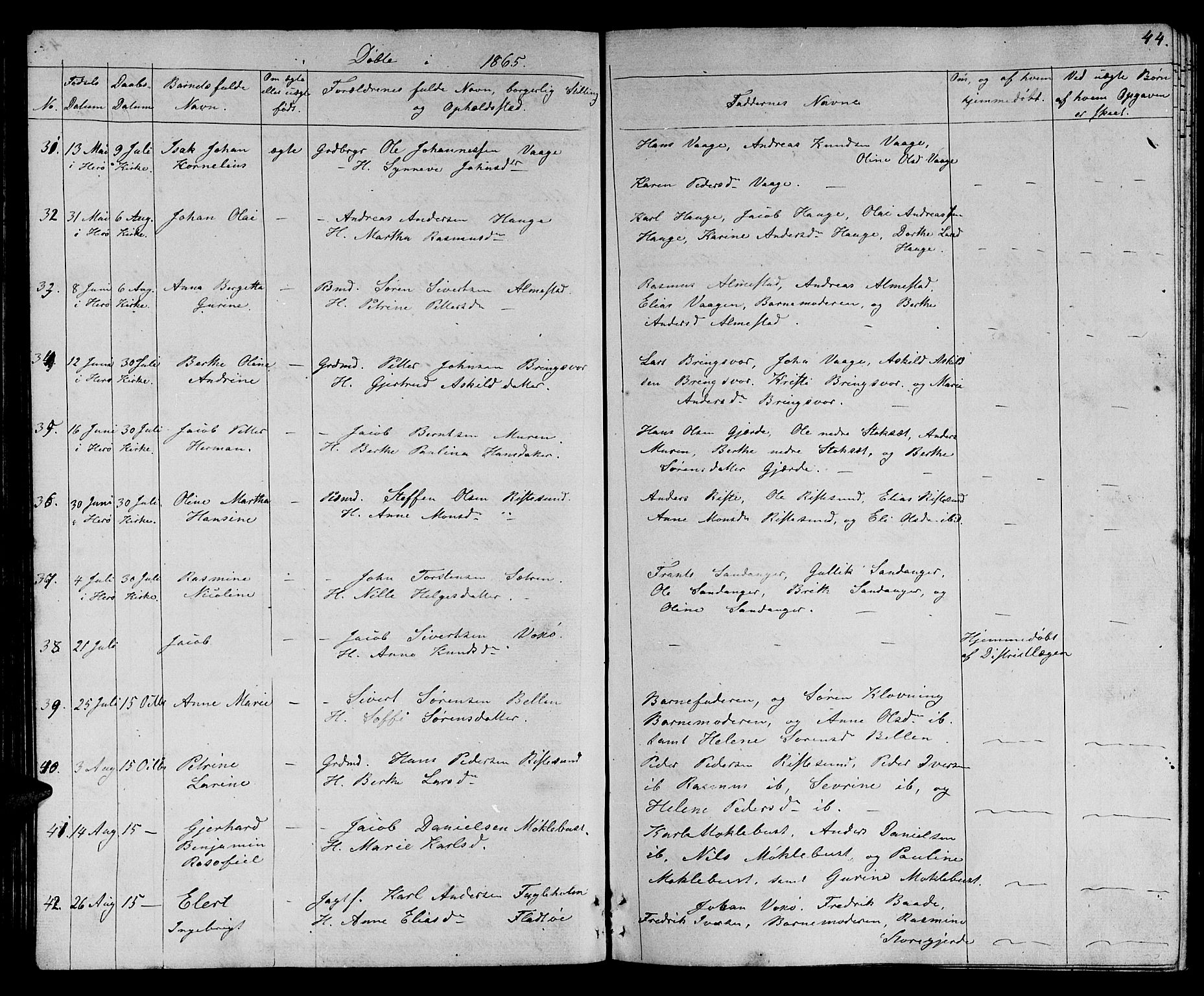 Ministerialprotokoller, klokkerbøker og fødselsregistre - Møre og Romsdal, AV/SAT-A-1454/503/L0047: Parish register (copy) no. 503C02, 1854-1884, p. 44