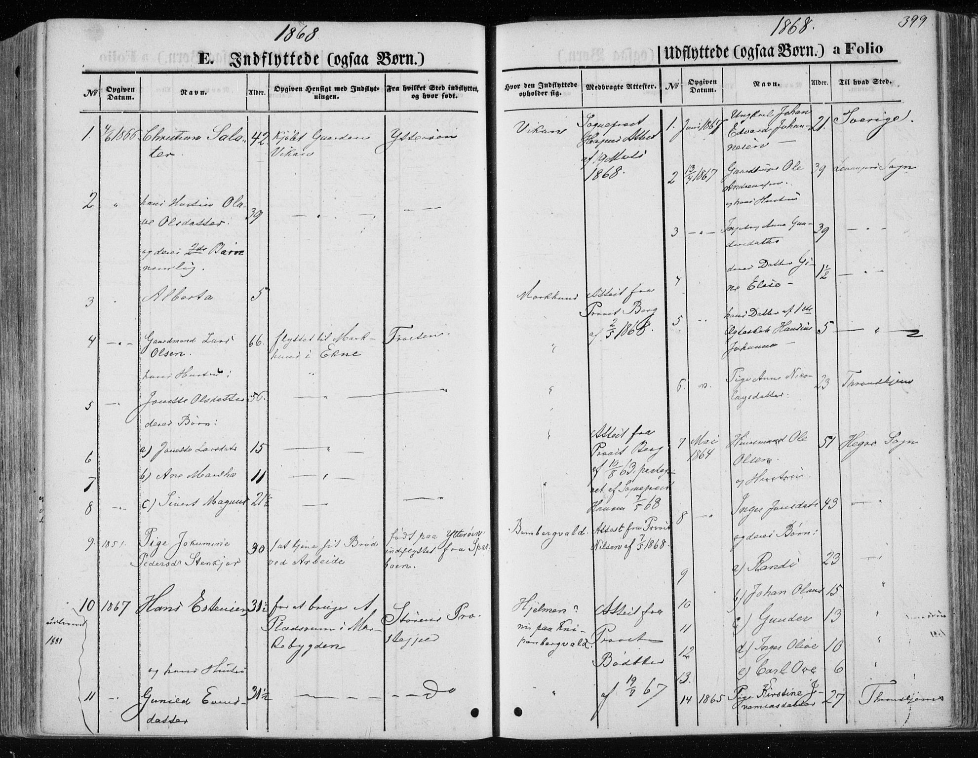 Ministerialprotokoller, klokkerbøker og fødselsregistre - Nord-Trøndelag, SAT/A-1458/717/L0157: Parish register (official) no. 717A08 /1, 1863-1877, p. 399