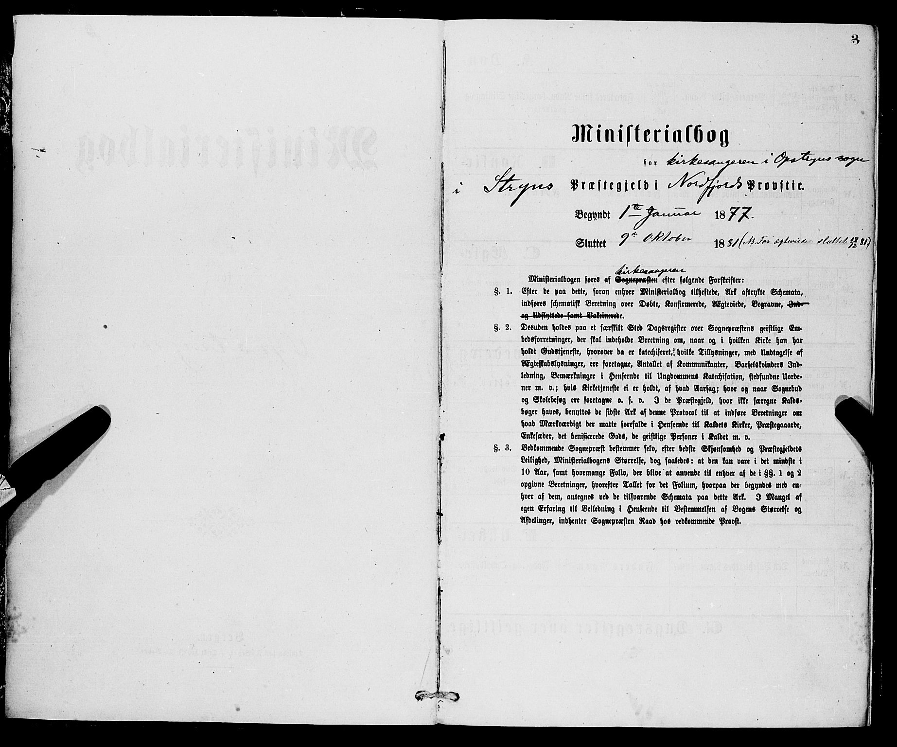 Stryn Sokneprestembete, SAB/A-82501: Parish register (copy) no. C 2, 1877-1881, p. 3
