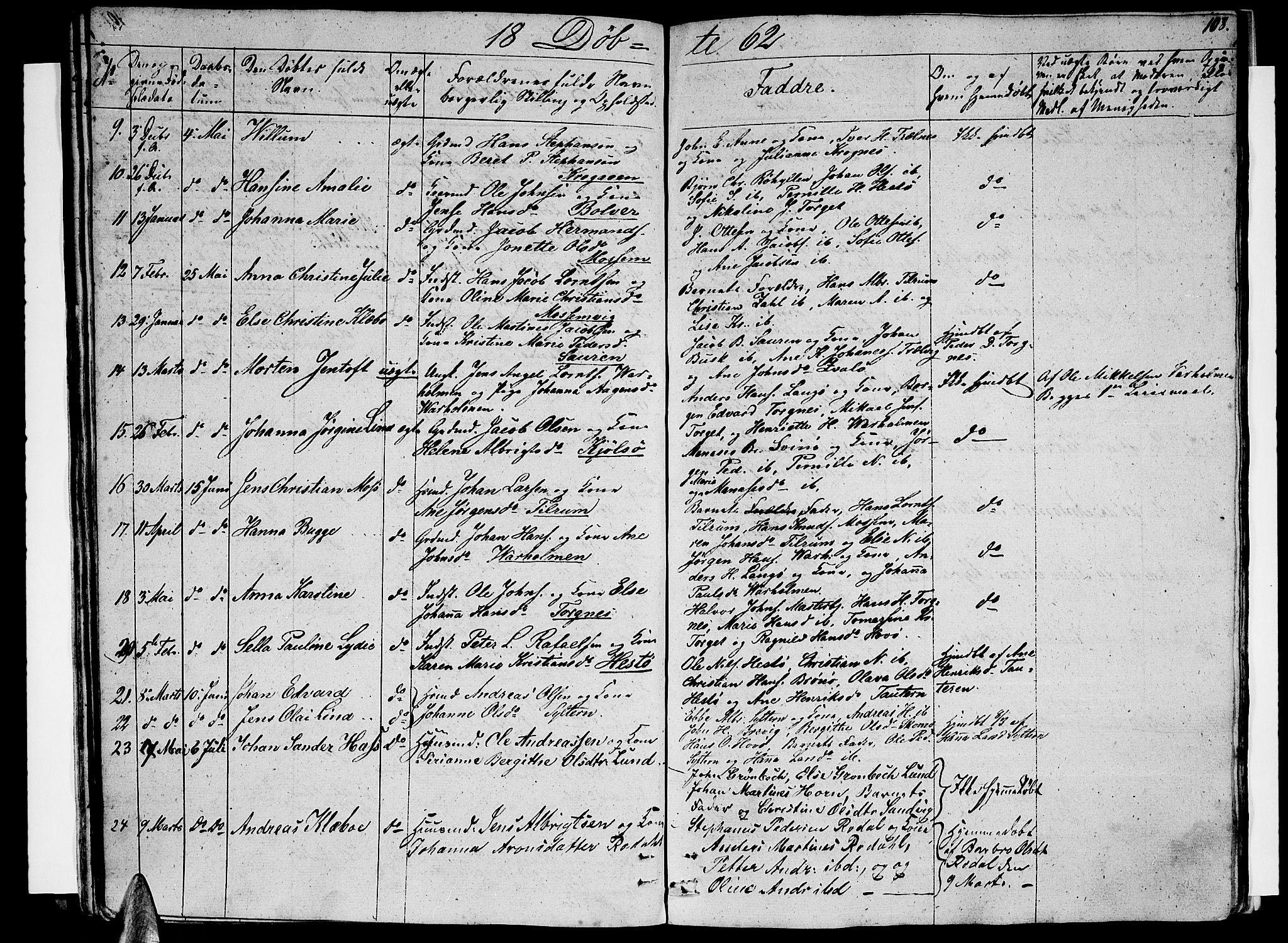 Ministerialprotokoller, klokkerbøker og fødselsregistre - Nordland, SAT/A-1459/813/L0211: Parish register (copy) no. 813C03, 1842-1863, p. 108