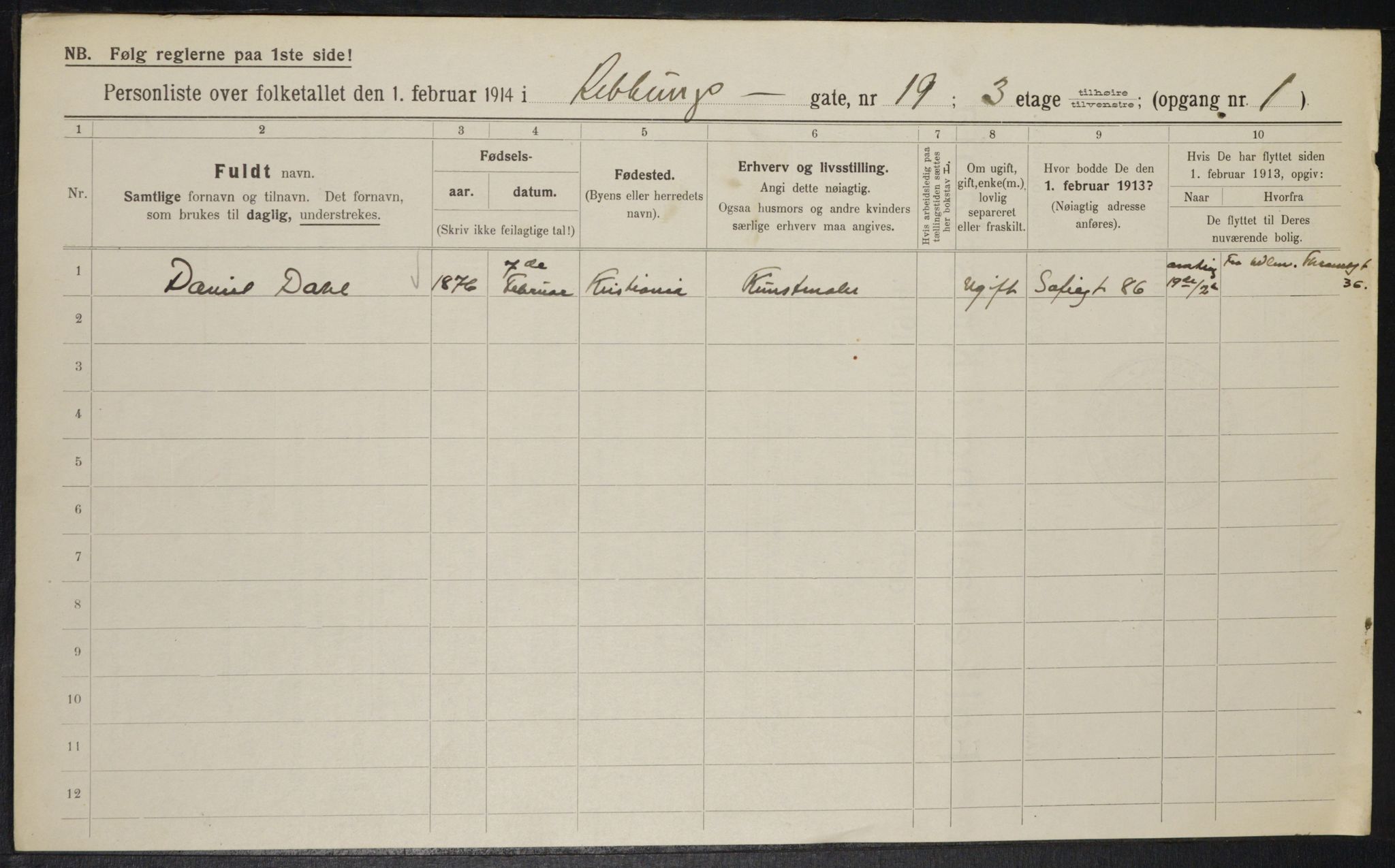 OBA, Municipal Census 1914 for Kristiania, 1914, p. 82937