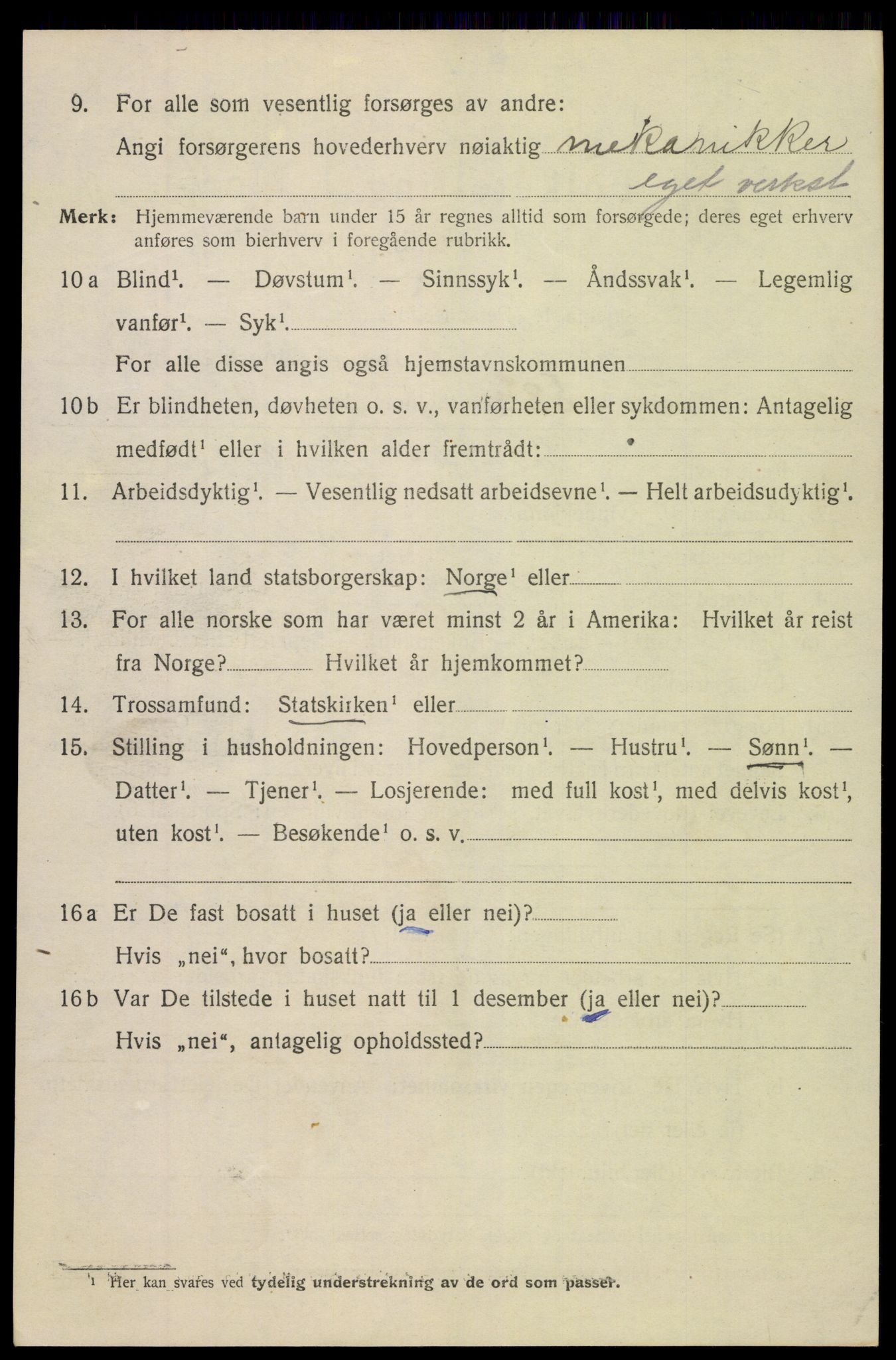 SAK, 1920 census for Tvedestrand, 1920, p. 1974