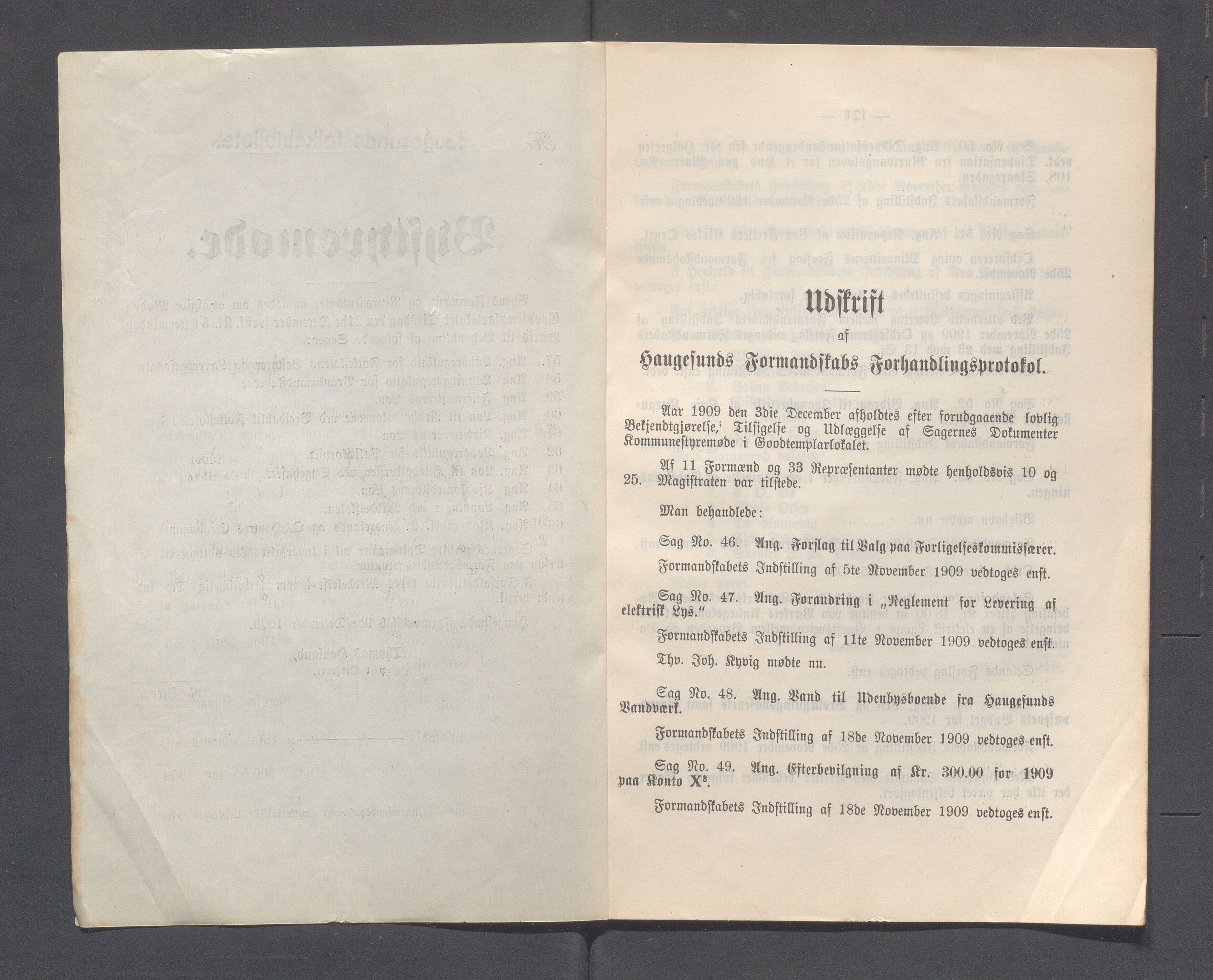 Haugesund kommune - Formannskapet og Bystyret, IKAR/A-740/A/Abb/L0002: Bystyreforhandlinger, 1908-1917, p. 307