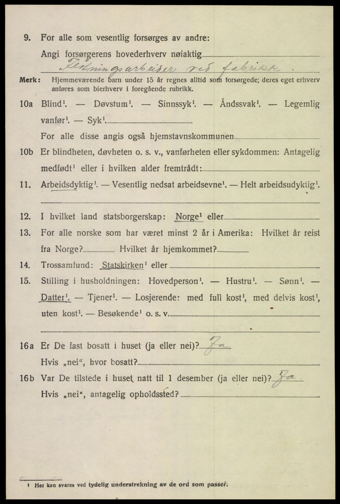 SAK, 1920 census for Vennesla, 1920, p. 1049