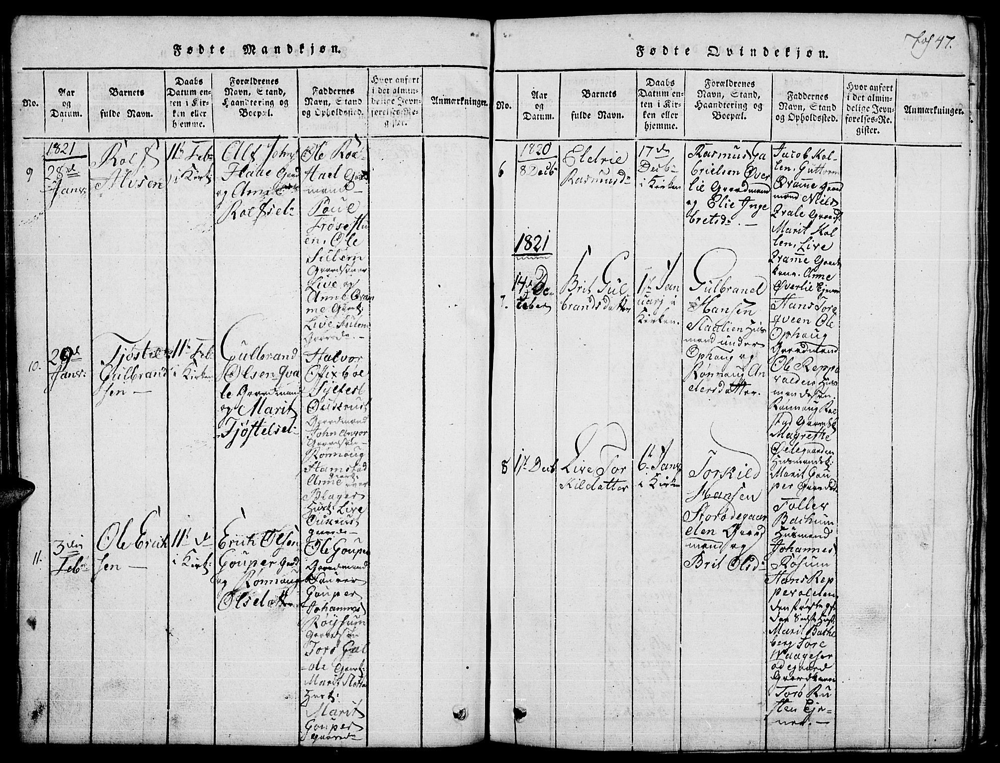 Lom prestekontor, SAH/PREST-070/L/L0001: Parish register (copy) no. 1, 1815-1836, p. 47