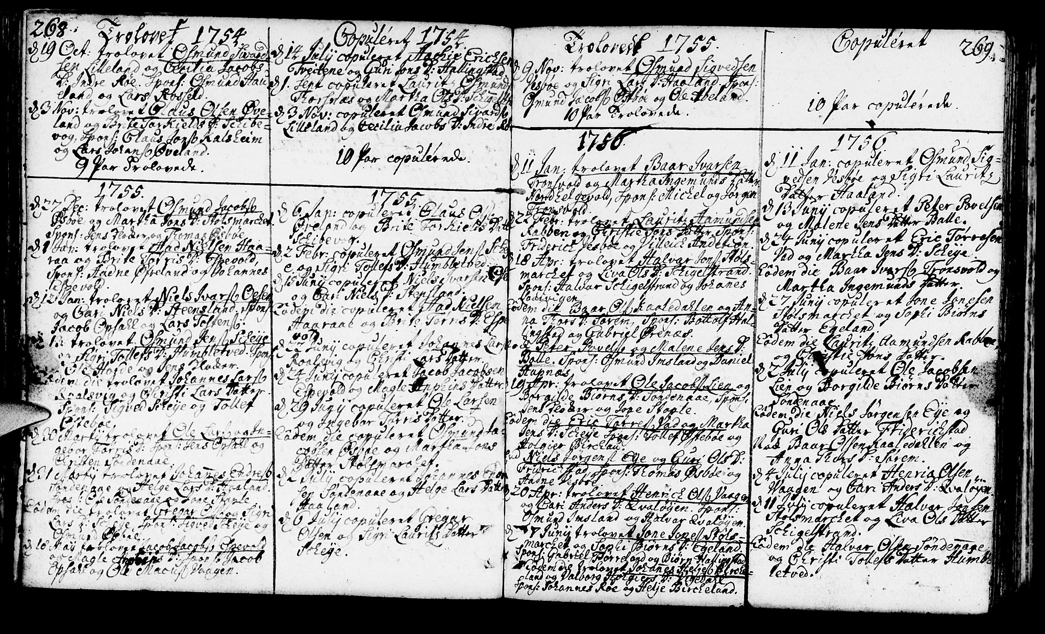 Vikedal sokneprestkontor, SAST/A-101840/01/IV: Parish register (official) no. A 1, 1737-1778, p. 268-269