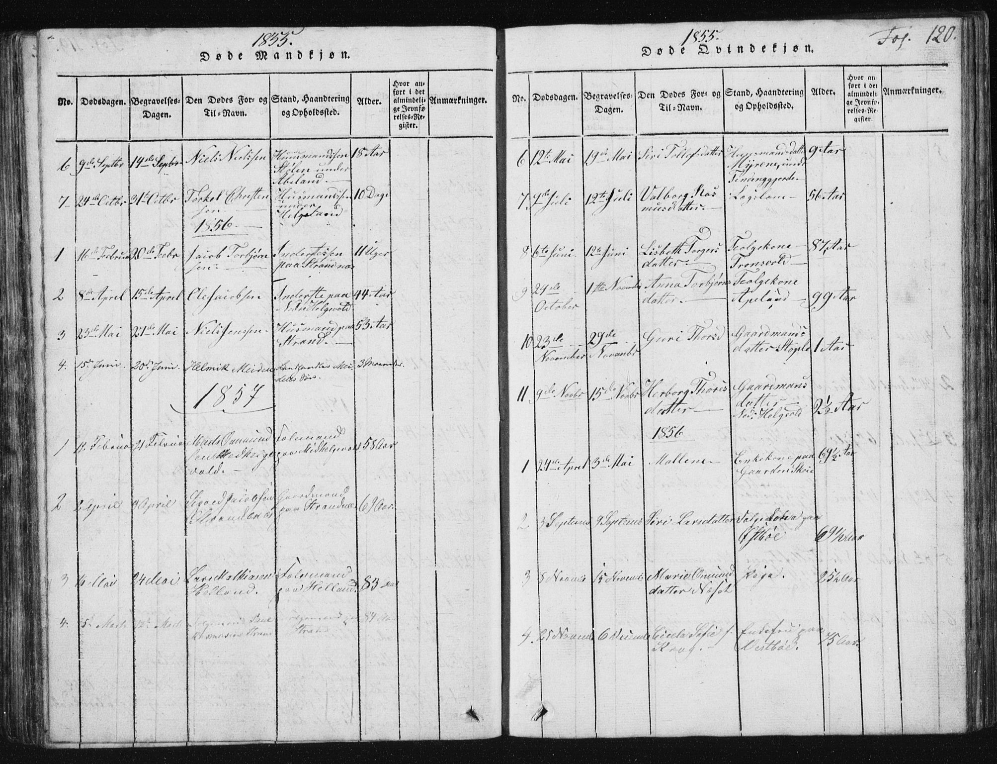 Vikedal sokneprestkontor, SAST/A-101840/01/V: Parish register (copy) no. B 2, 1816-1863, p. 120