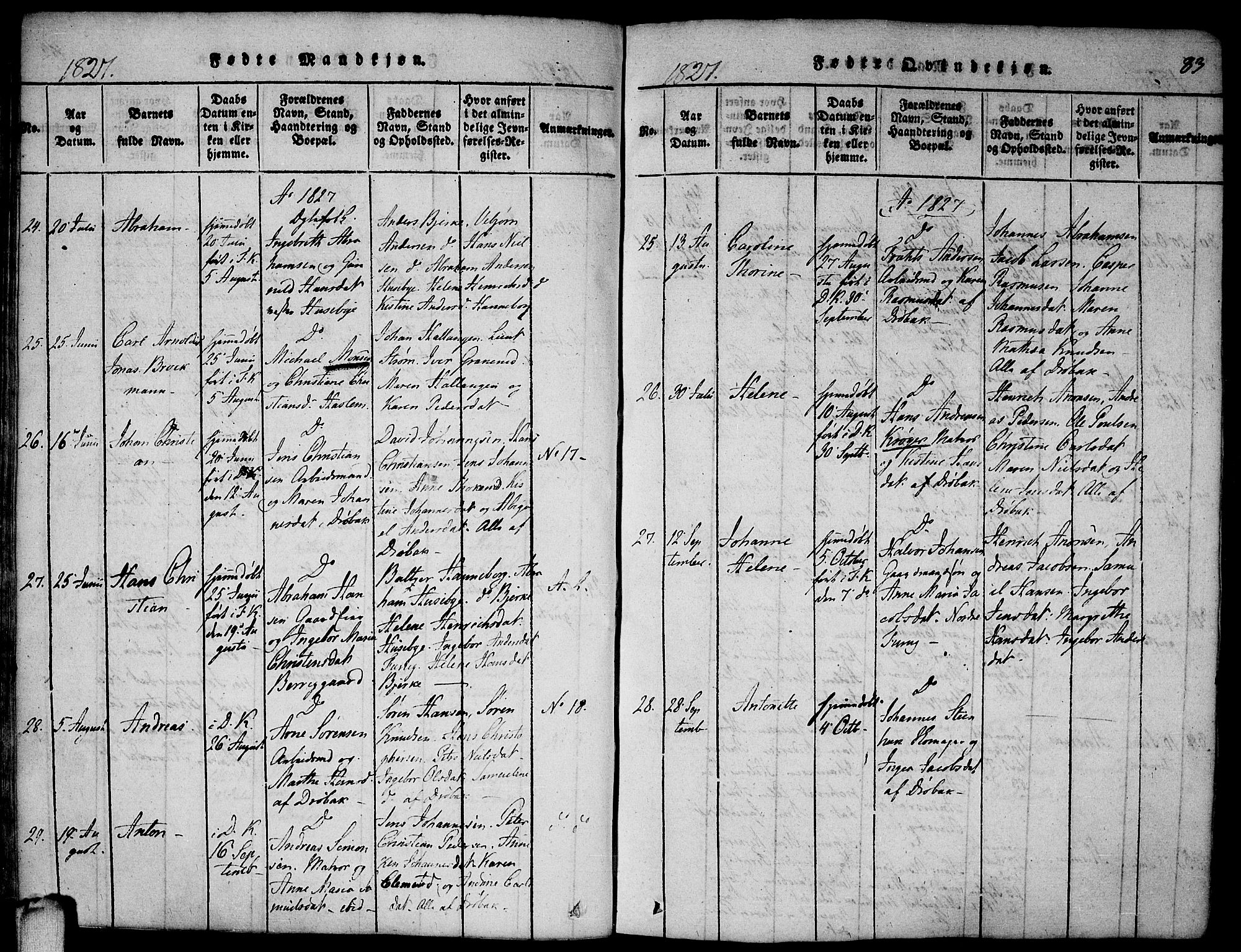 Drøbak prestekontor Kirkebøker, AV/SAO-A-10142a/F/Fa/L0001: Parish register (official) no. I 1, 1816-1842, p. 83