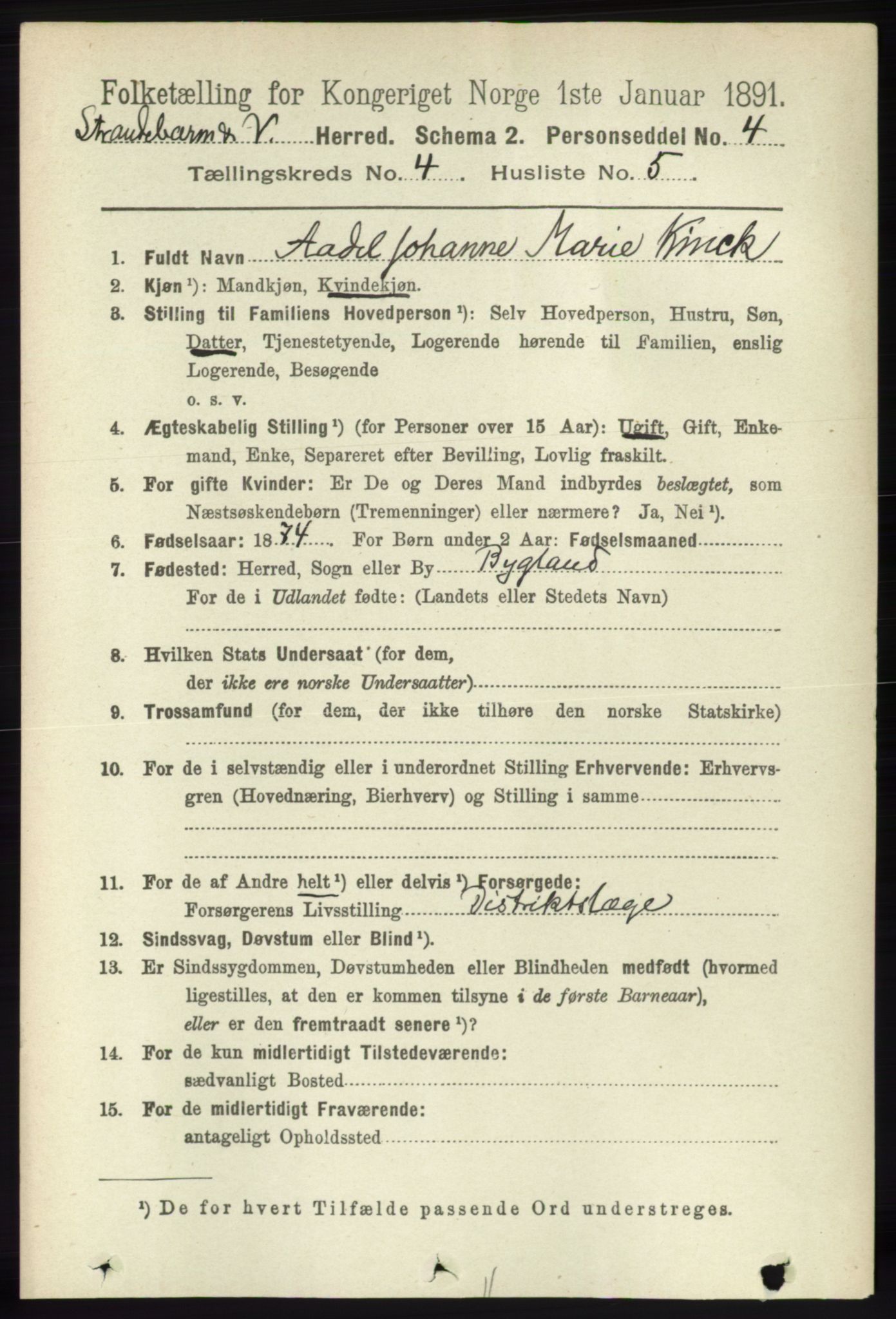 RA, 1891 census for 1226 Strandebarm og Varaldsøy, 1891, p. 1471