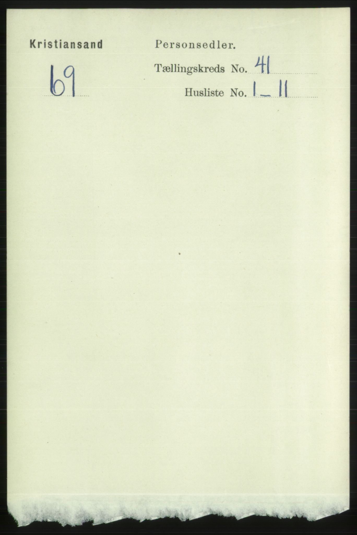 RA, 1891 census for 1001 Kristiansand, 1891, p. 12483