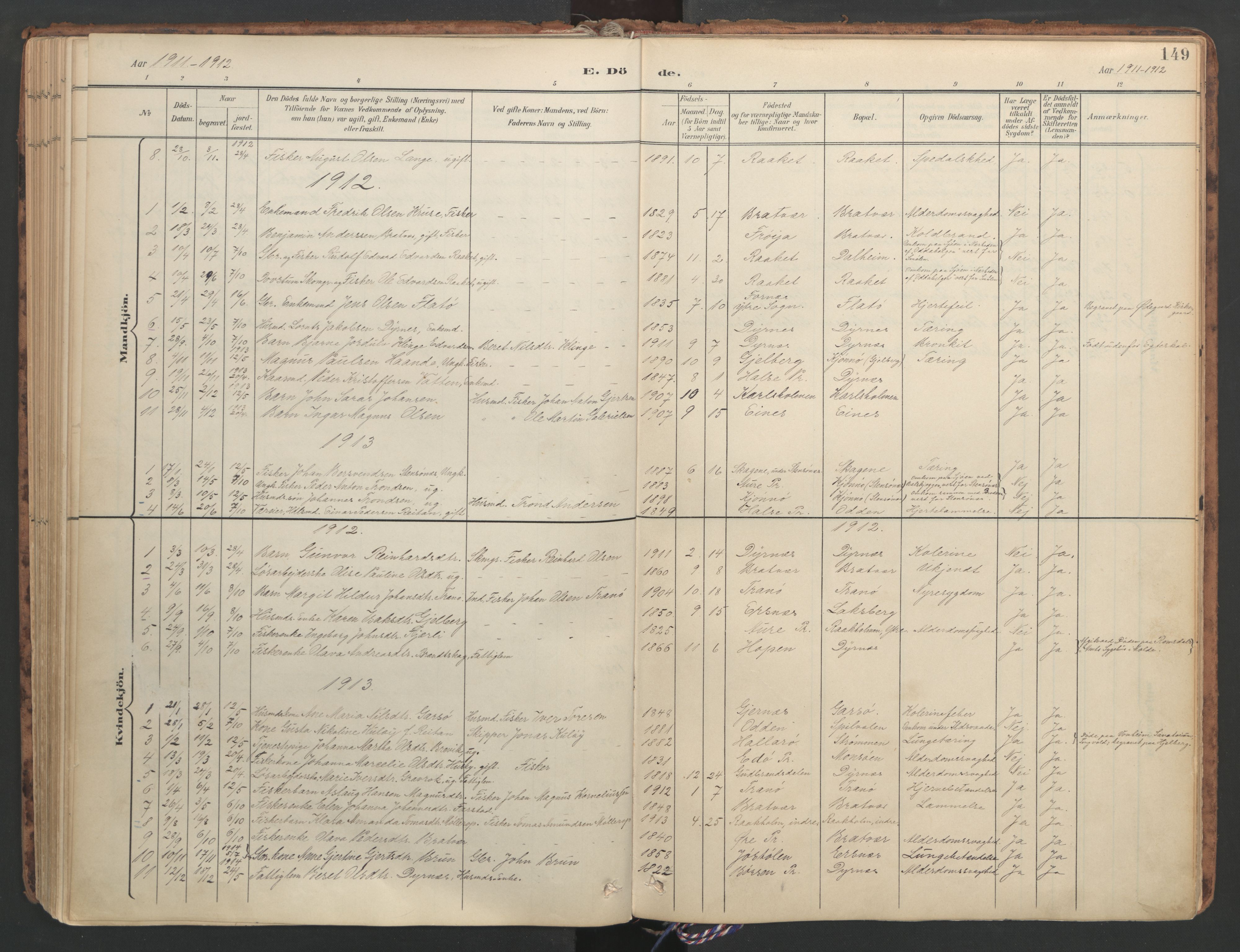 Ministerialprotokoller, klokkerbøker og fødselsregistre - Møre og Romsdal, SAT/A-1454/582/L0948: Parish register (official) no. 582A02, 1901-1922, p. 149