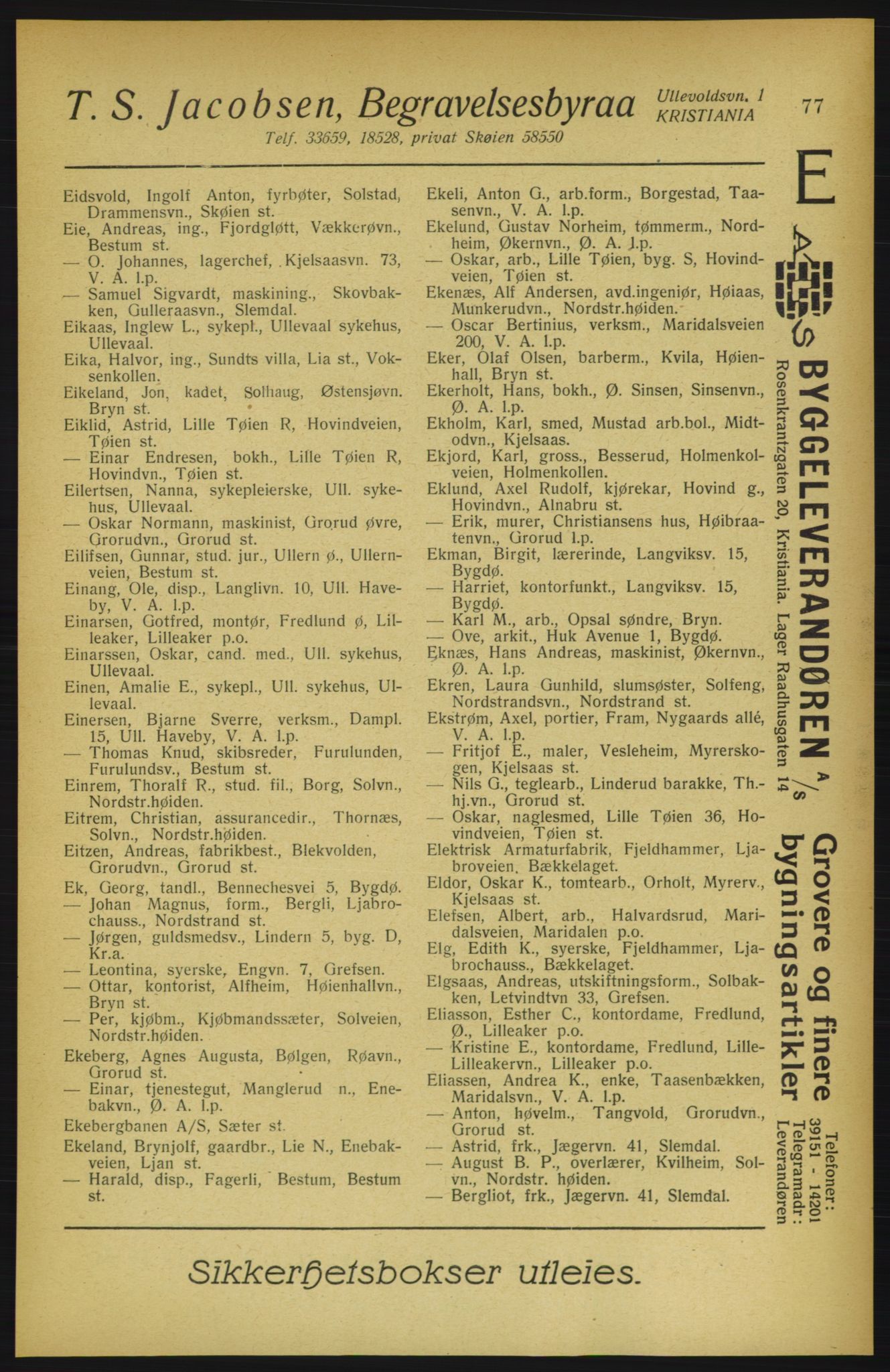 Aker adressebok/adressekalender, PUBL/001/A/002: Akers adressekalender, 1922, p. 77