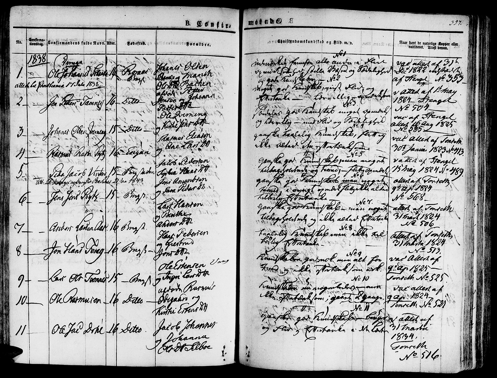 Ministerialprotokoller, klokkerbøker og fødselsregistre - Sør-Trøndelag, SAT/A-1456/681/L0930: Parish register (official) no. 681A08, 1829-1844, p. 357