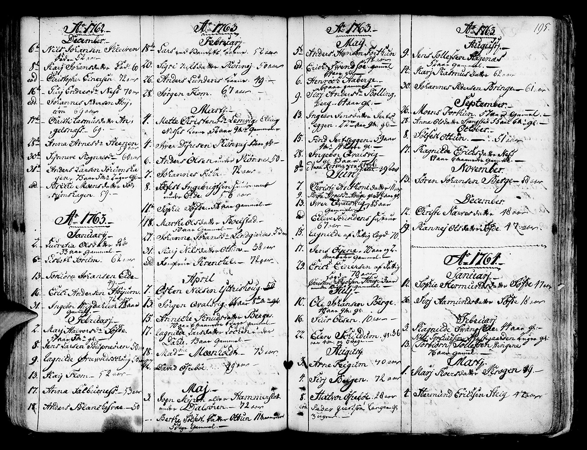Luster sokneprestembete, SAB/A-81101/H/Haa/Haaa/L0001: Parish register (official) no. A 1, 1731-1803, p. 195