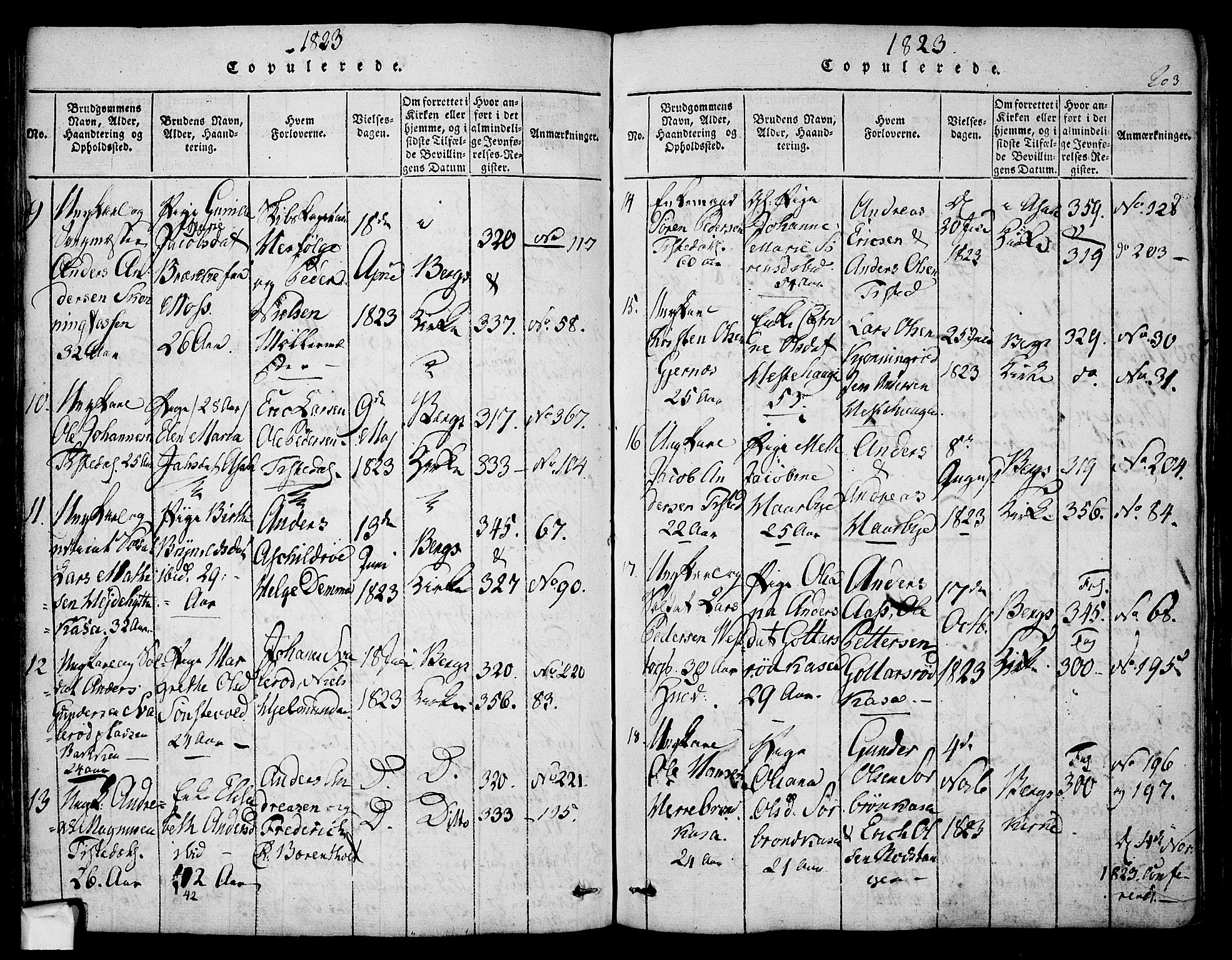 Berg prestekontor Kirkebøker, SAO/A-10902/F/Fa/L0002: Parish register (official) no. I 2, 1815-1831, p. 203