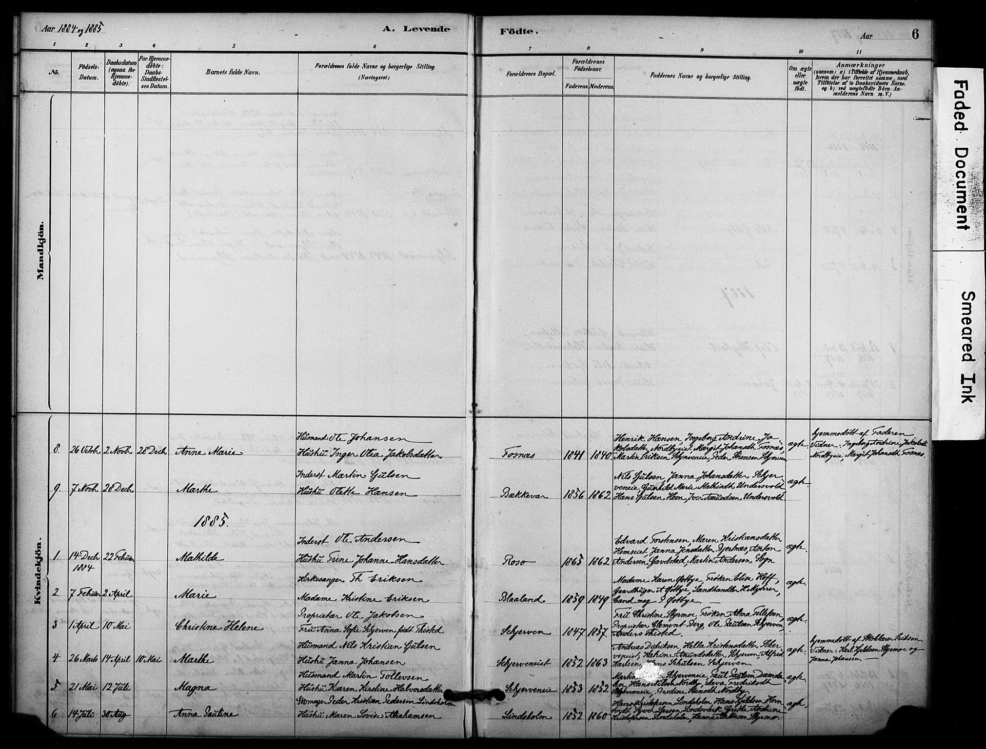 Lardal kirkebøker, SAKO/A-350/F/Fc/L0001: Parish register (official) no. III 1, 1881-1906, p. 6
