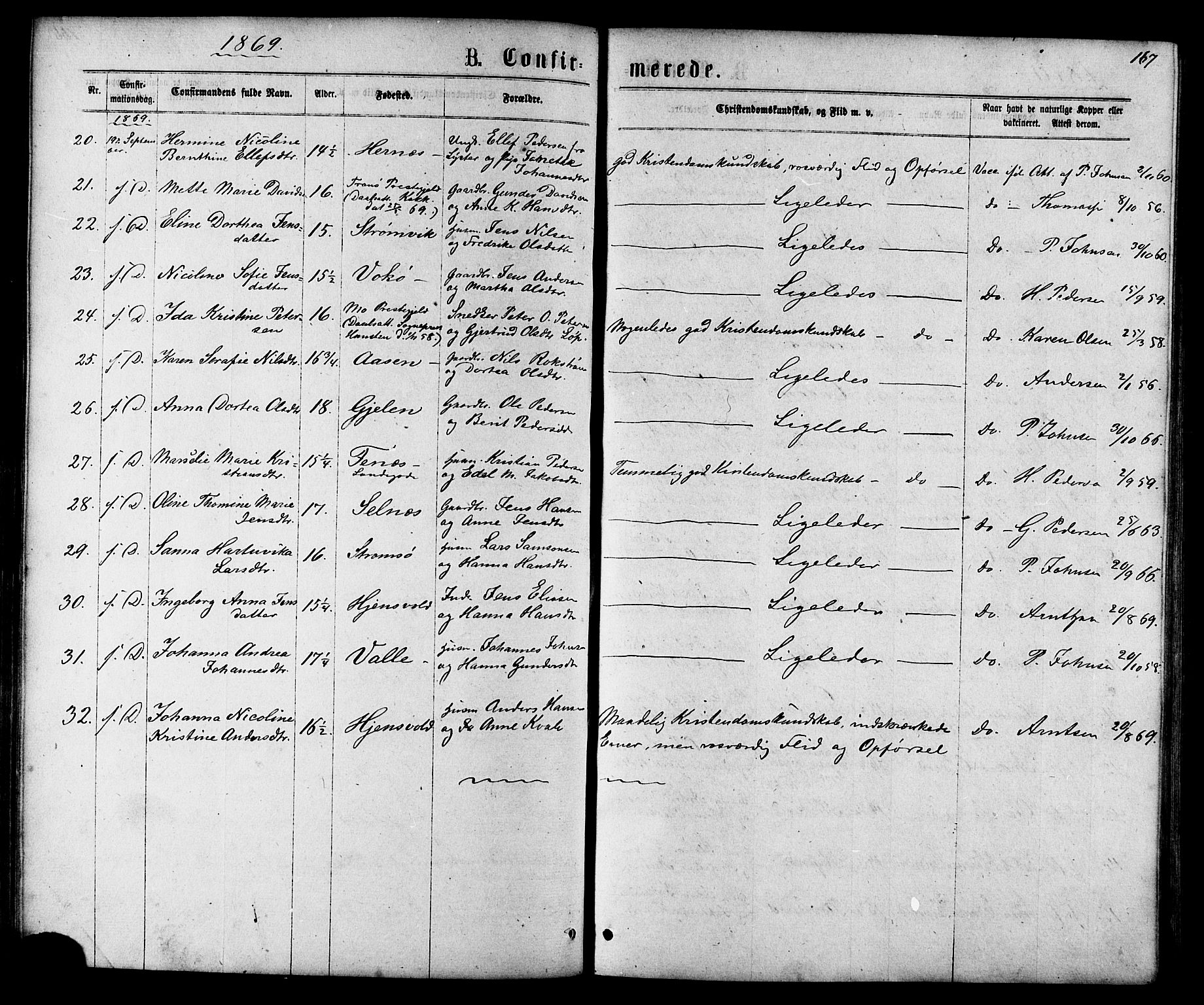 Ministerialprotokoller, klokkerbøker og fødselsregistre - Nordland, AV/SAT-A-1459/801/L0029: Parish register (copy) no. 801C04, 1868-1878, p. 167