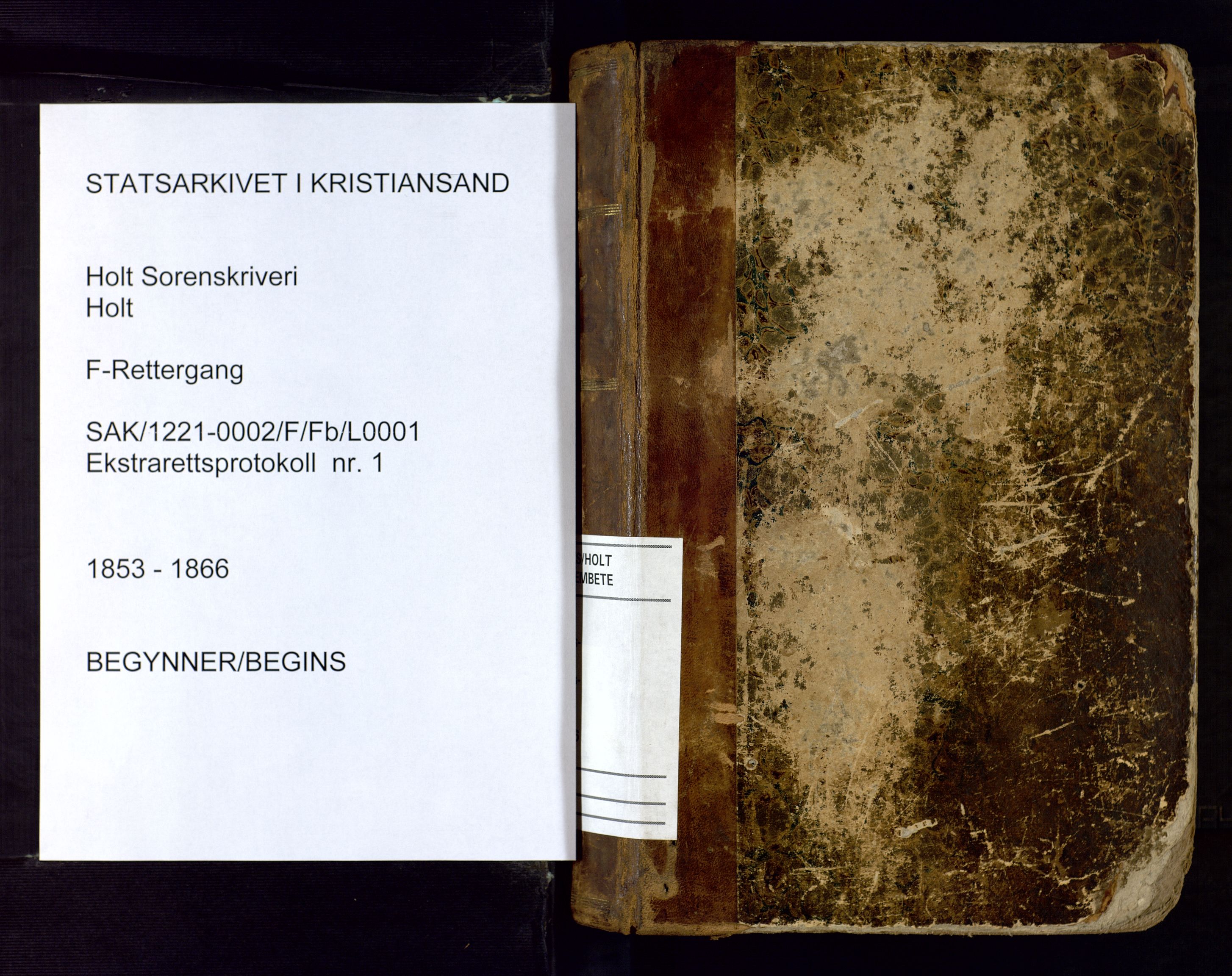 Holt sorenskriveri, AV/SAK-1221-0002/F/Fb/L0001: Ekstraretts- og forhørsrettsprotokoll nr 1, 1853-1866