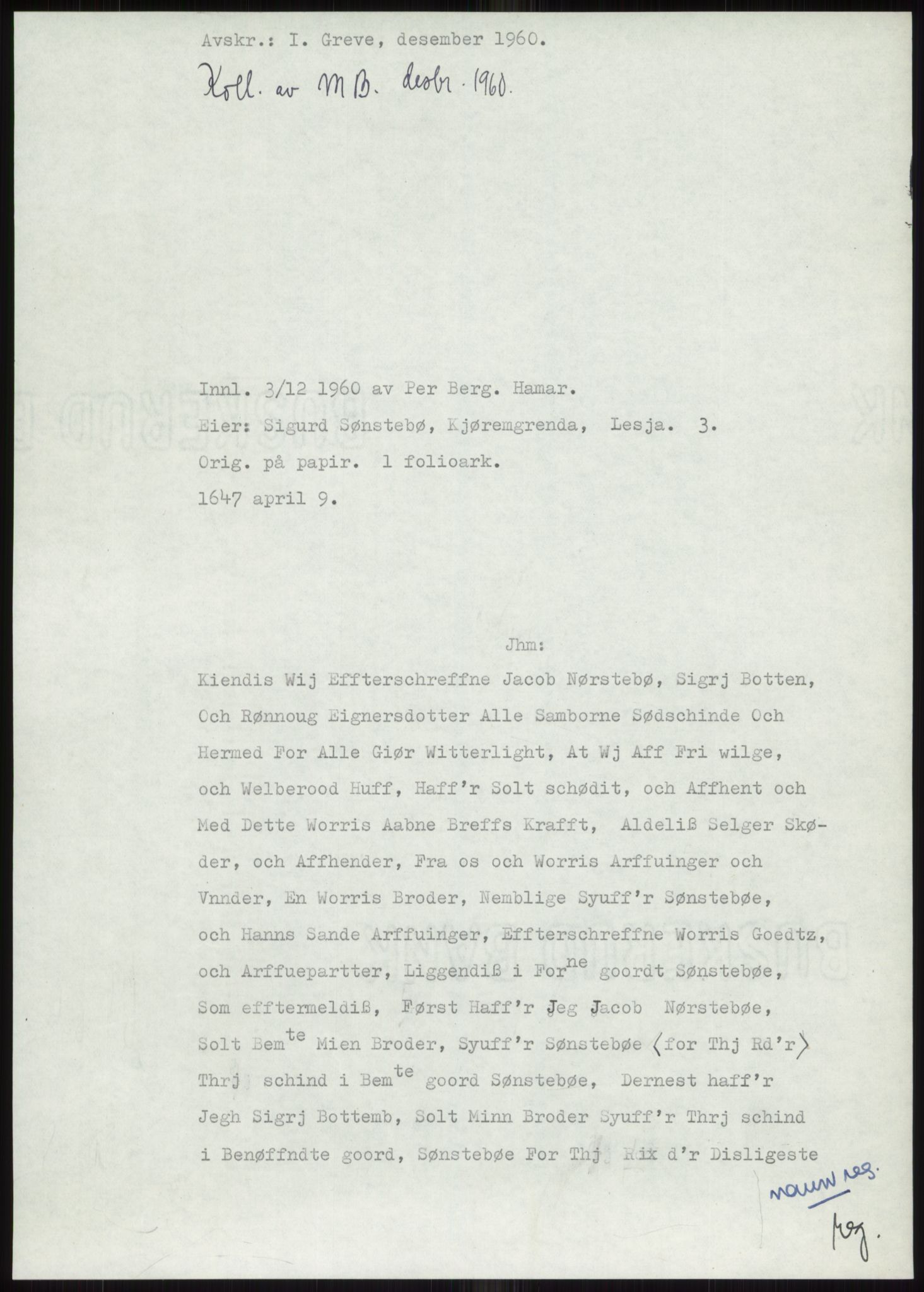 Samlinger til kildeutgivelse, Diplomavskriftsamlingen, AV/RA-EA-4053/H/Ha, p. 193