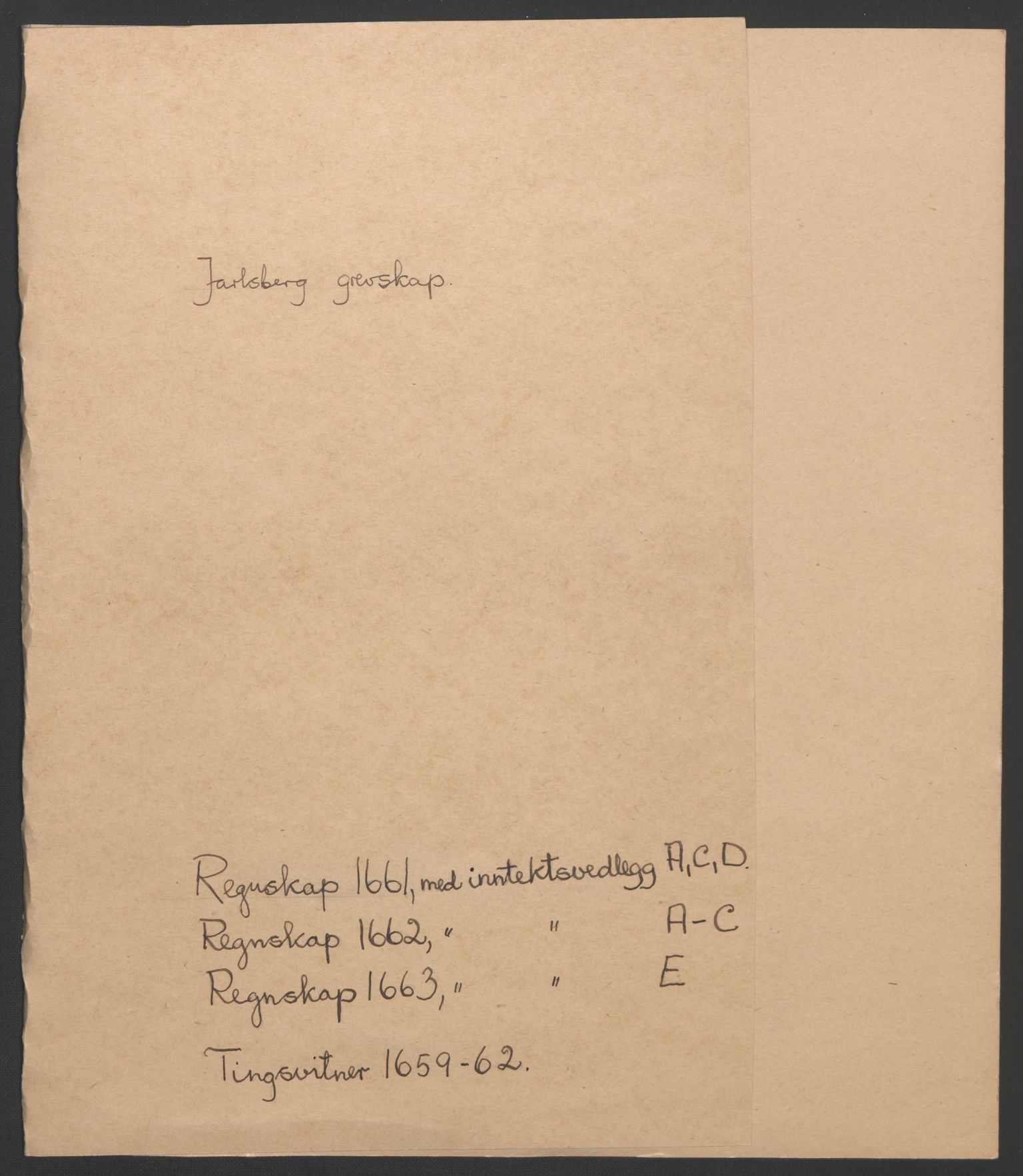 Rentekammeret inntil 1814, Reviderte regnskaper, Fogderegnskap, RA/EA-4092/R32/L1838: Fogderegnskap Jarlsberg grevskap, 1661-1663, p. 2