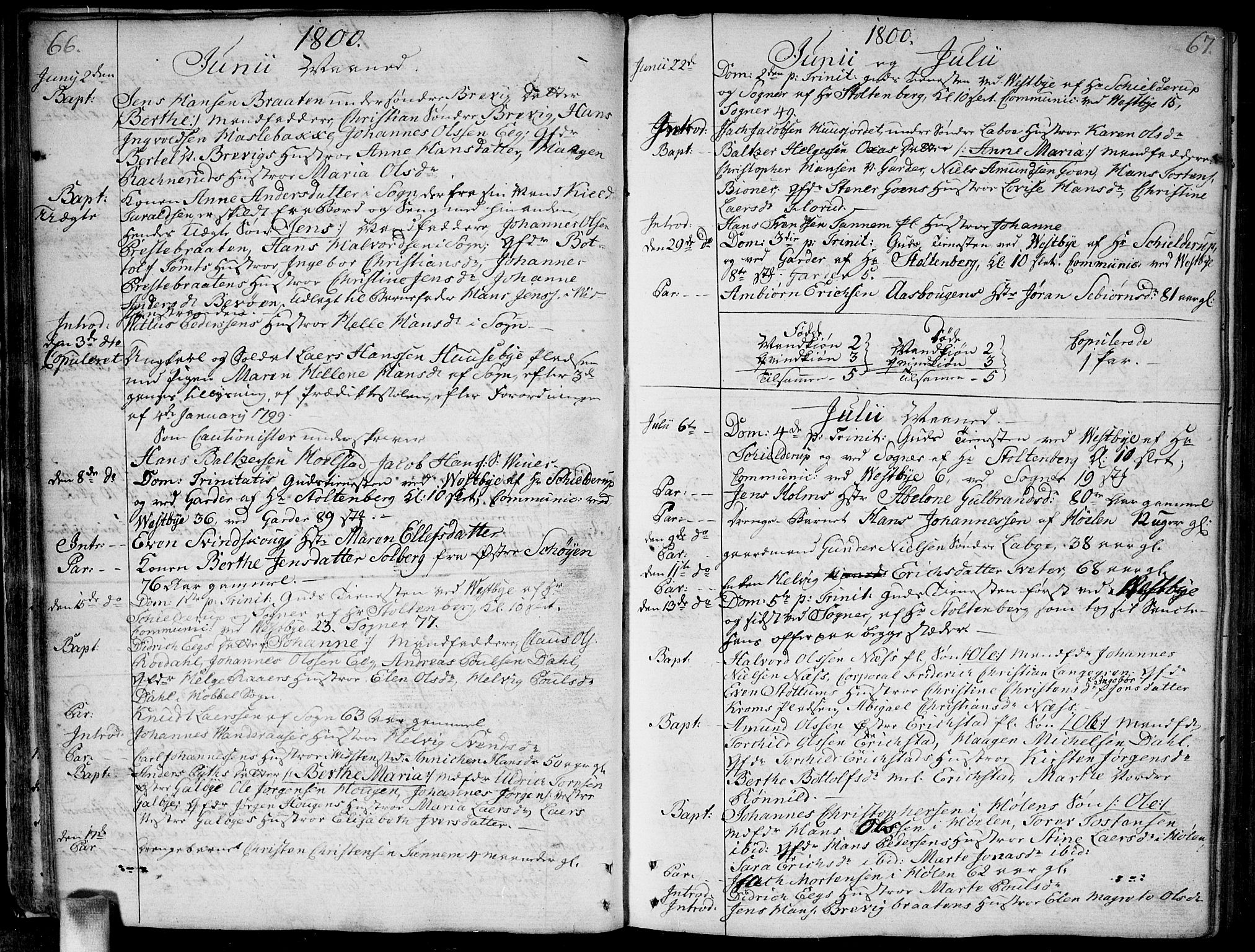 Vestby prestekontor Kirkebøker, AV/SAO-A-10893/F/Fa/L0004: Parish register (official) no. I 4, 1797-1813, p. 66-67