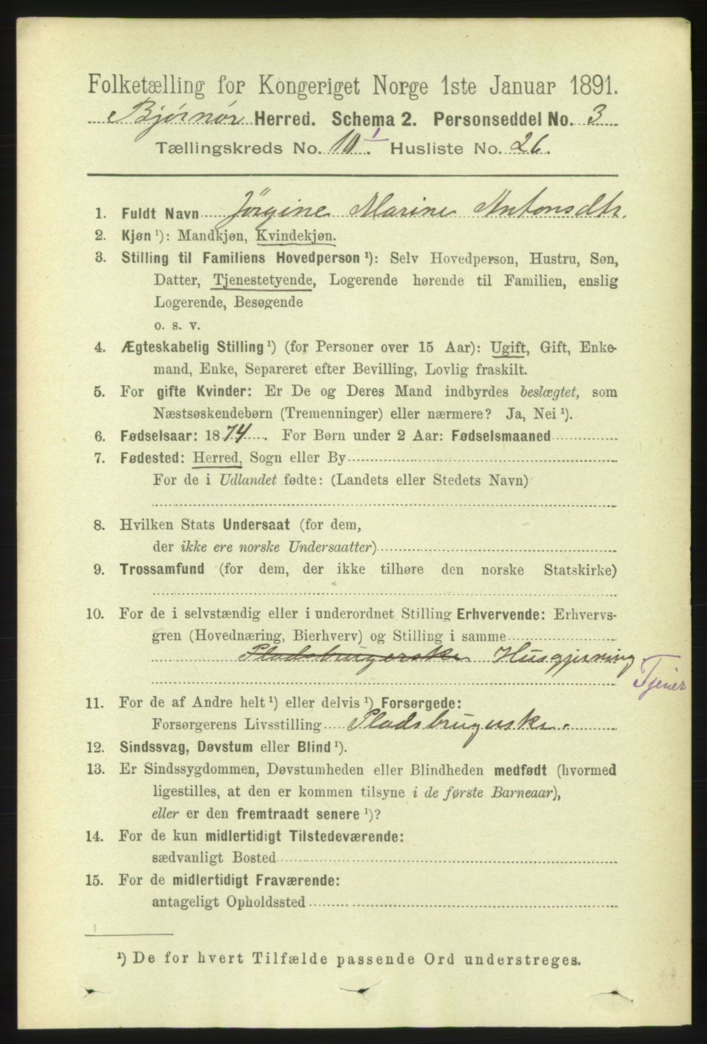 RA, 1891 census for 1632 Bjørnør, 1891, p. 4321